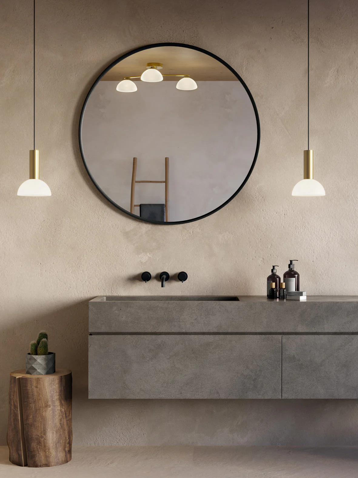 Silio - 1 light brushed brass and opal pendant - Image 4