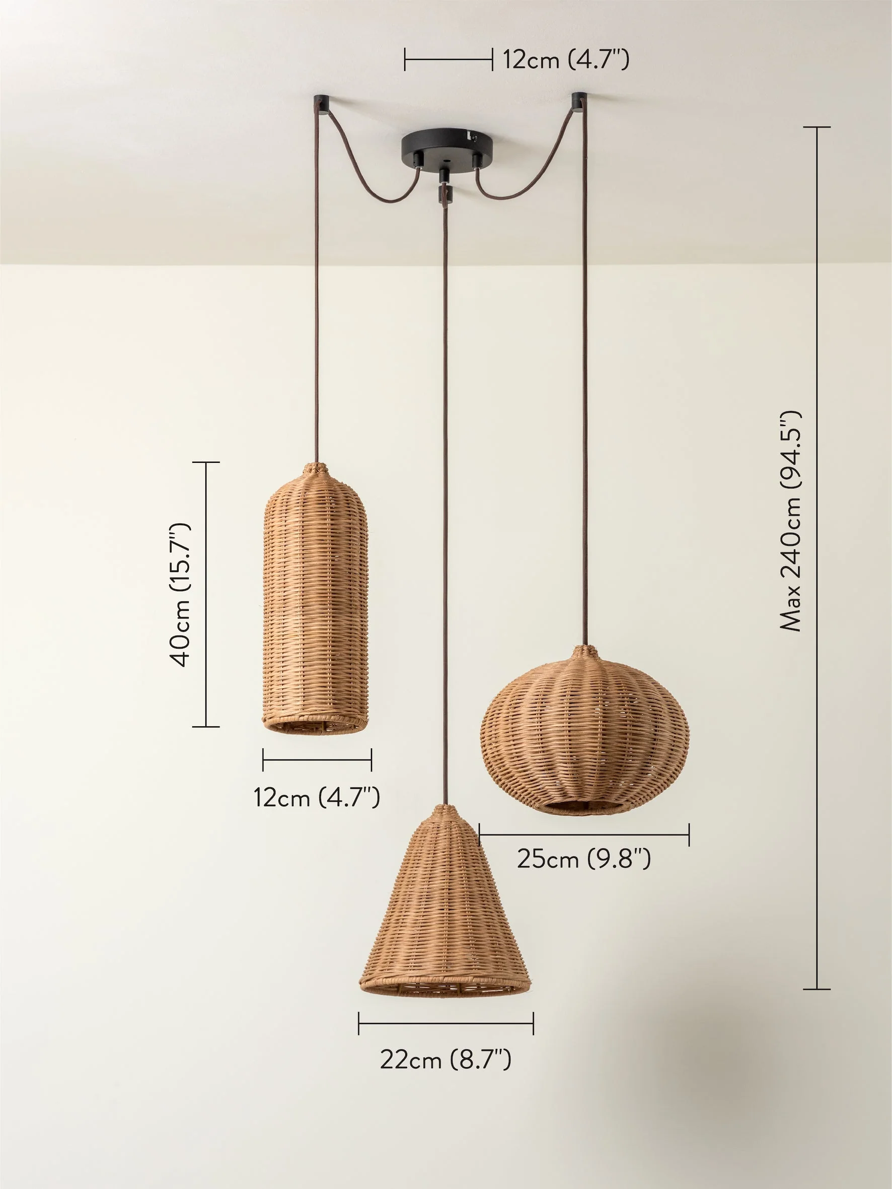 Aditi - 3 light rattan pendant - Image 7