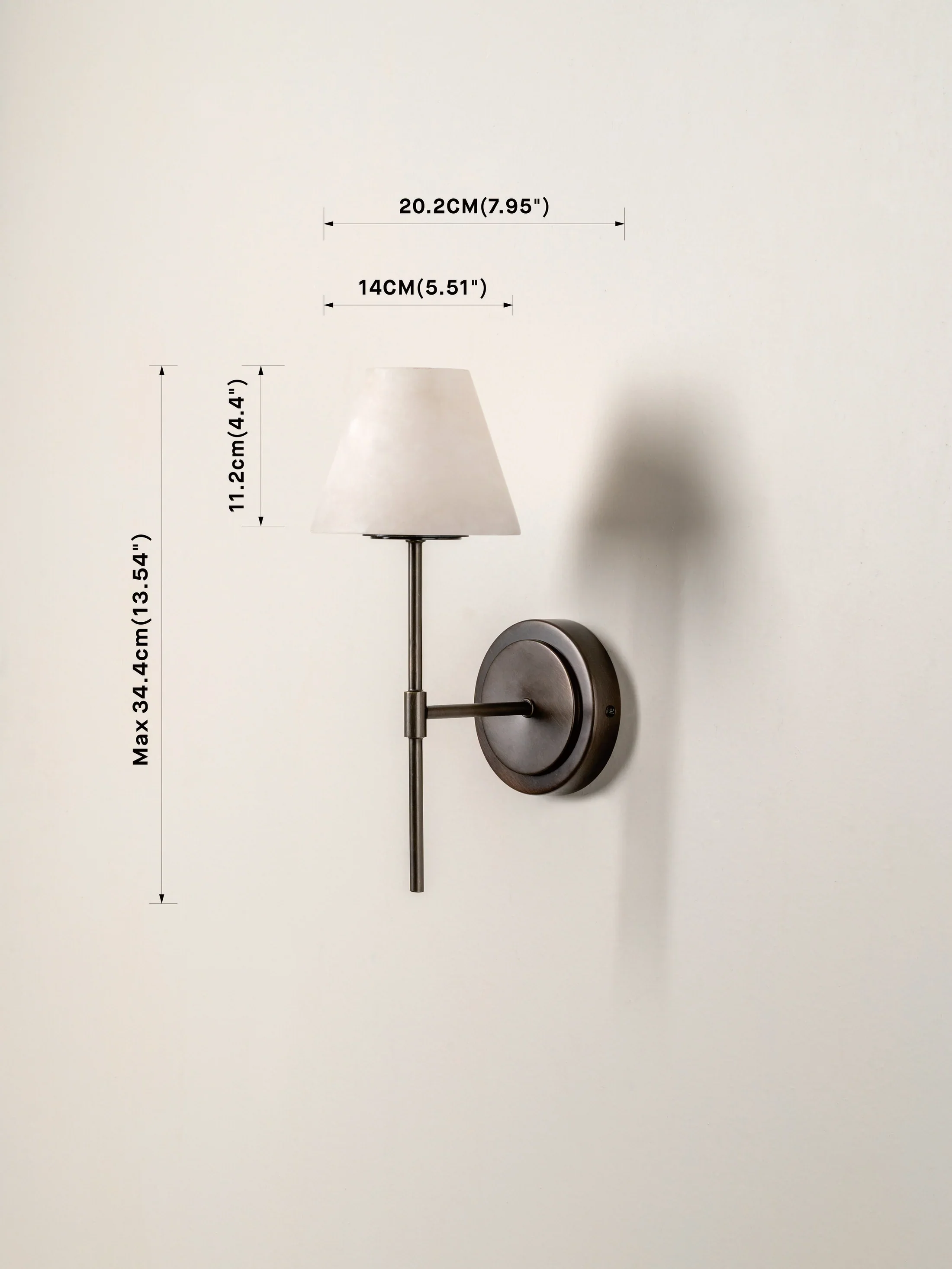 Alba - 1 light alabaster and bronze wall light - Image 7