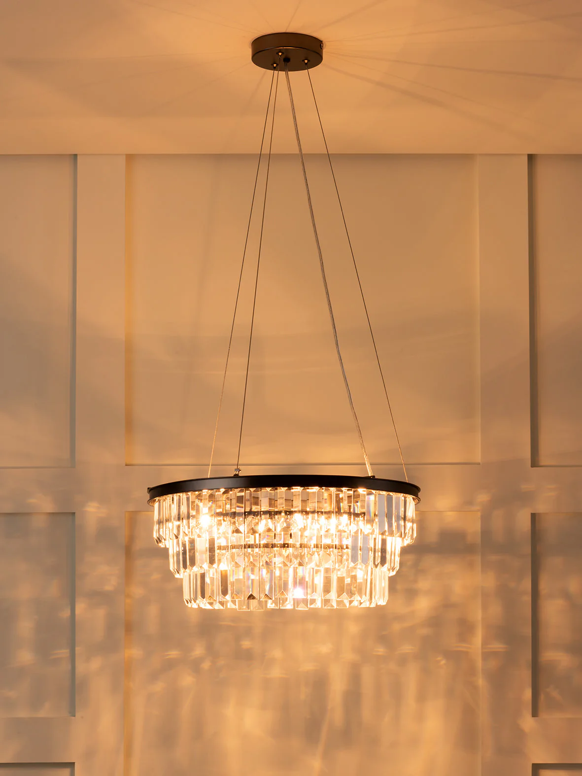 Alila - 5 light graphite silver tiered crystal glass chandelier - Image 3