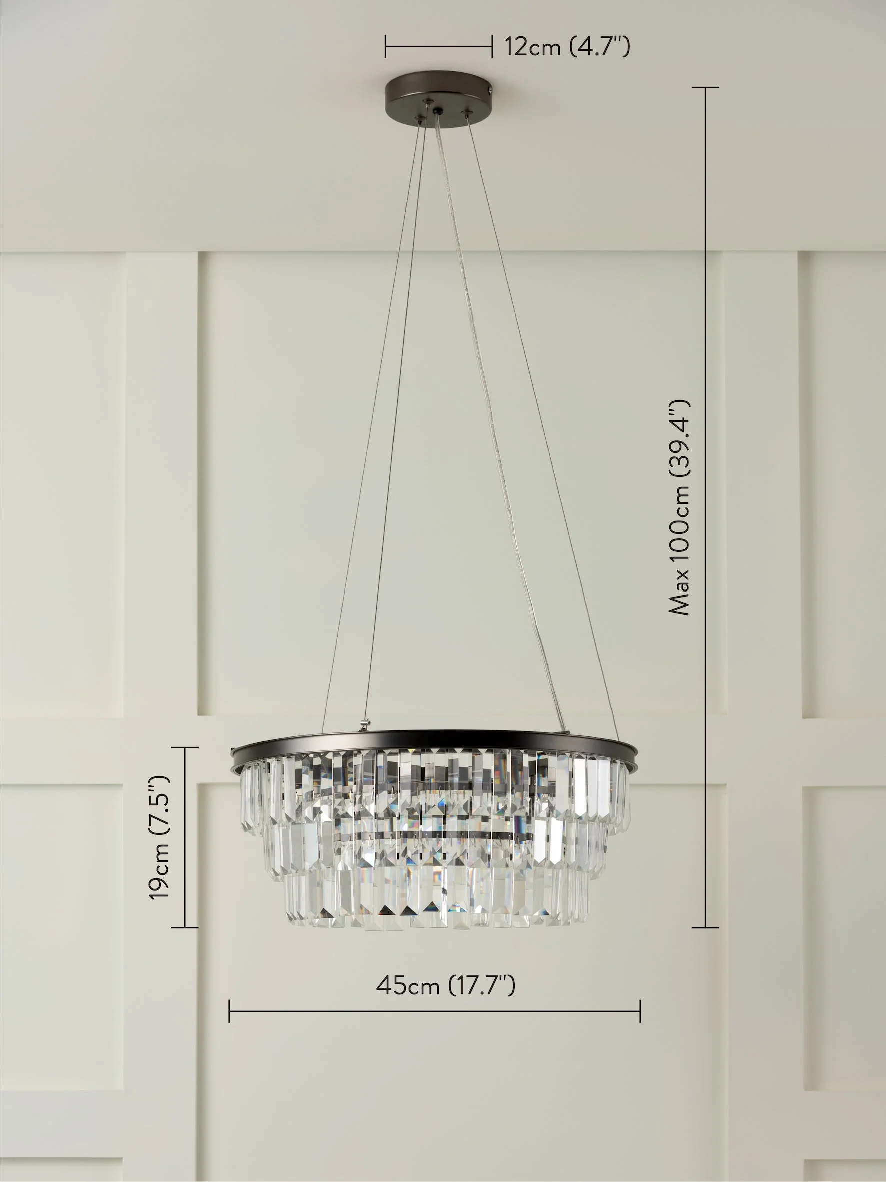Alila - 5 light graphite silver tiered crystal glass chandelier - Image 7