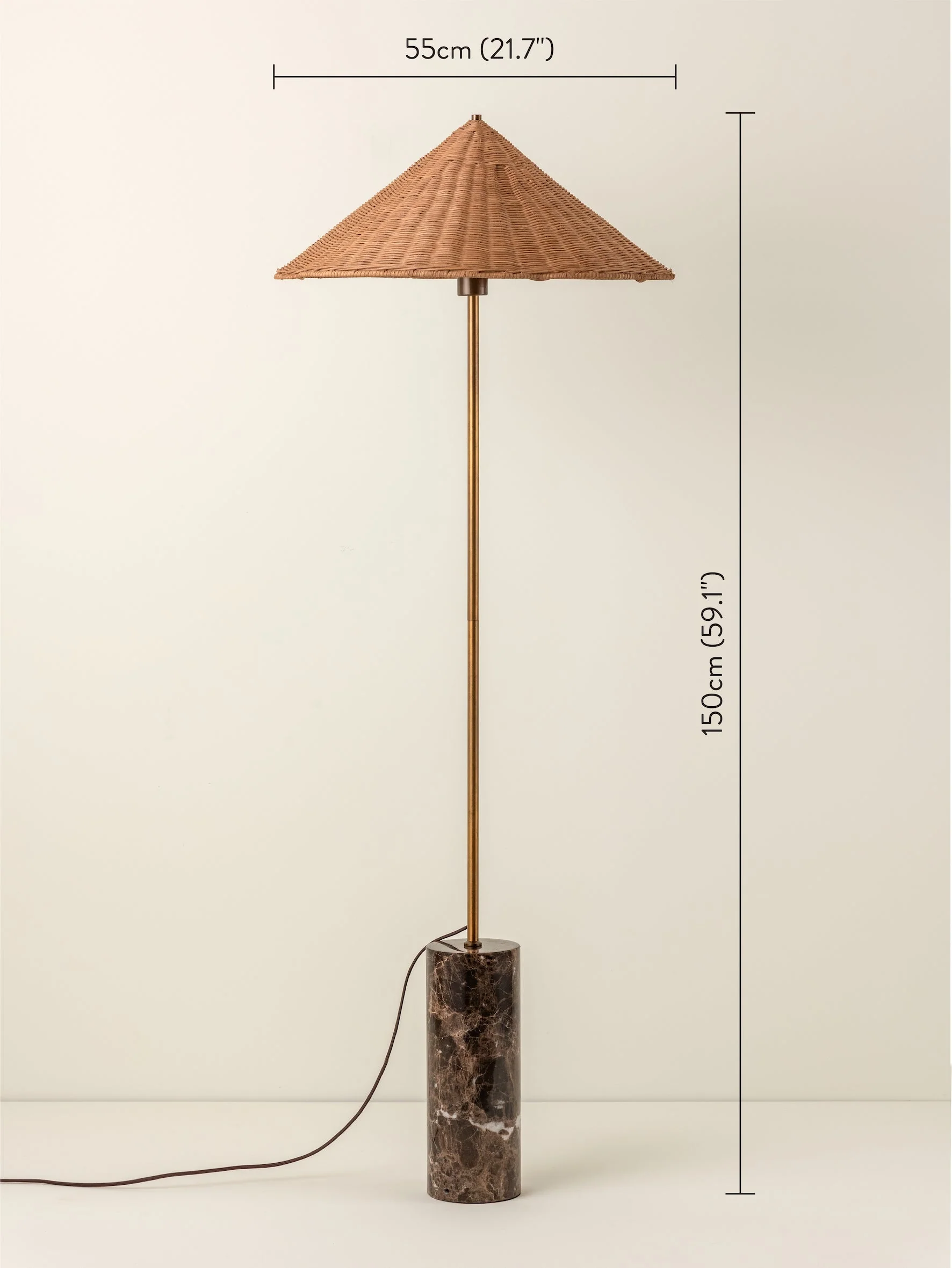 Ardini - 1 light rattan and brown marble floor lamp - Image 5