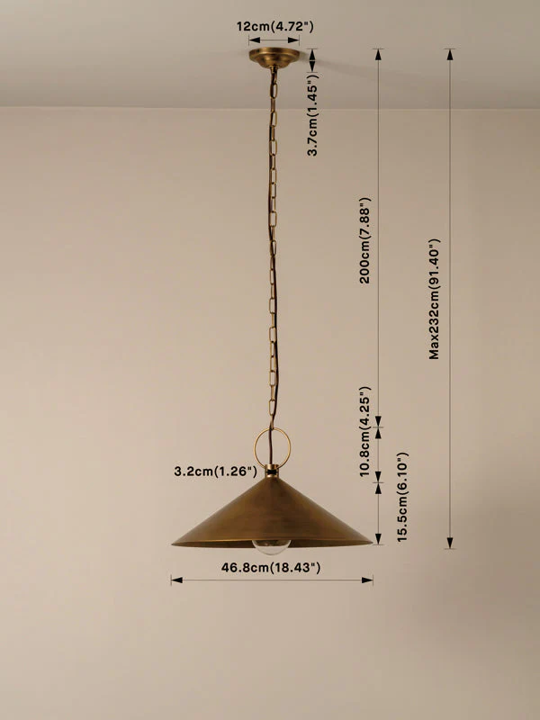 Bladen large aged brass pendant - Image 8