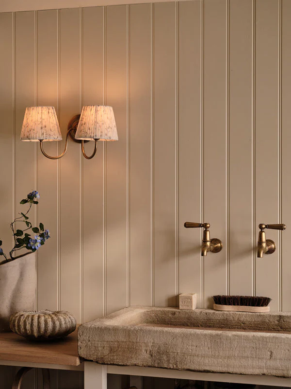 Ashbury double aged brass wall light