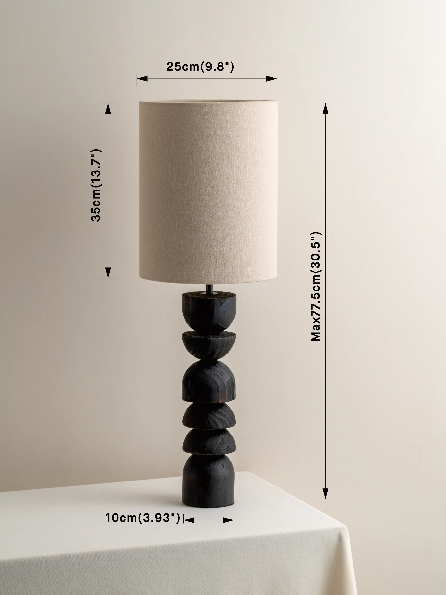 Aska - tall charred wood and natural linen table lamp - Image 9