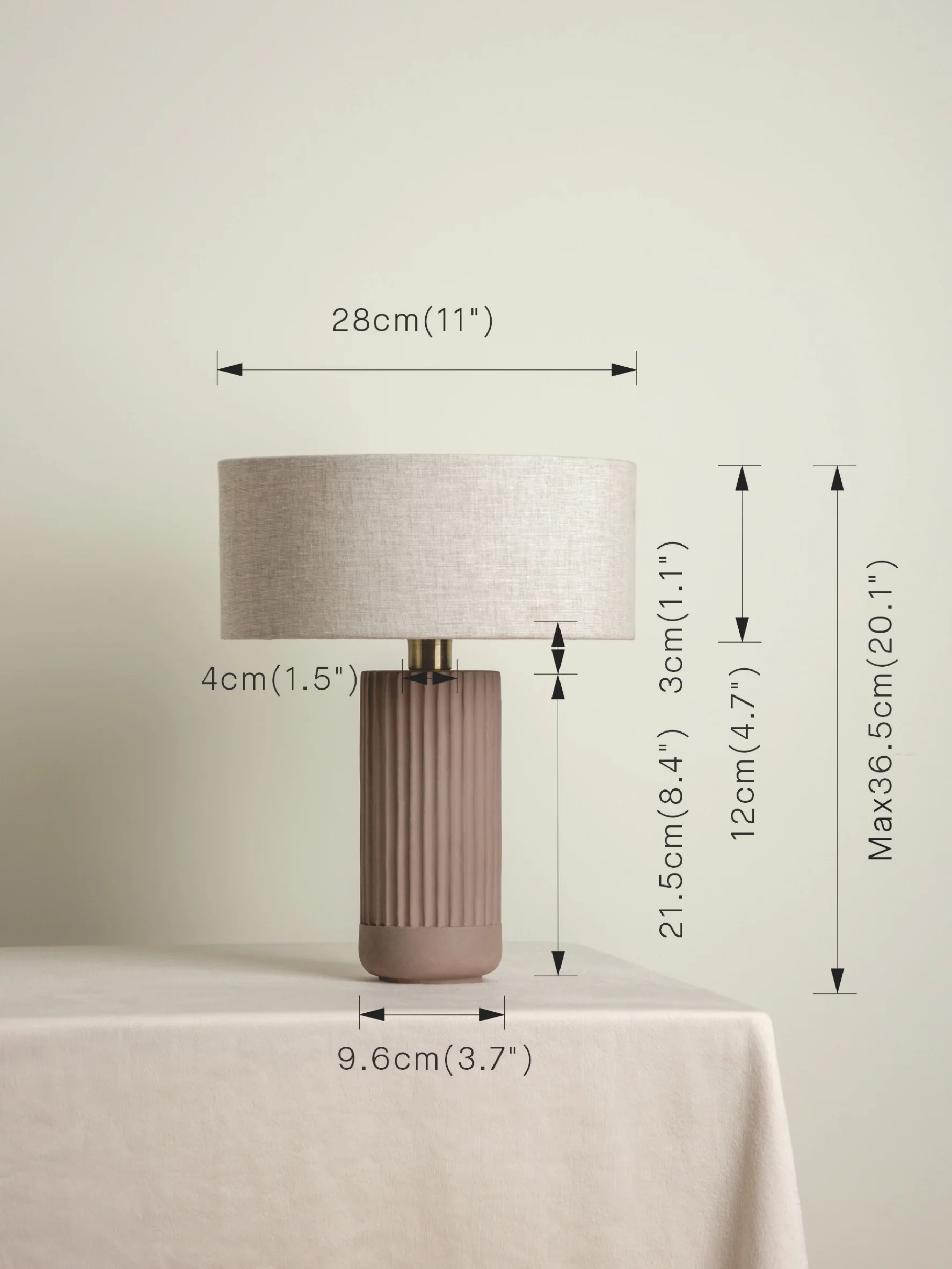Avero - taupe ribbed concrete table lamp - Image 7