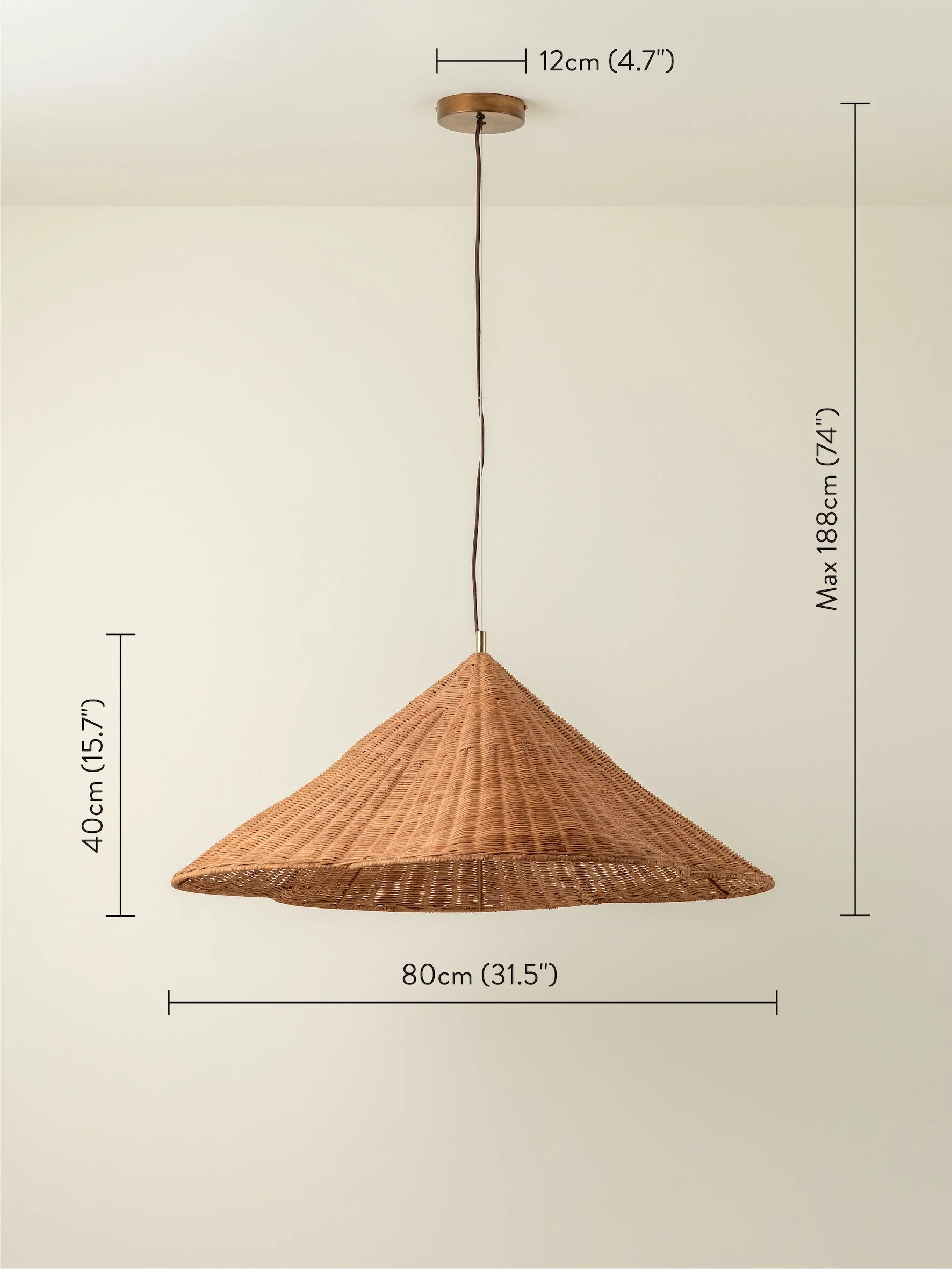 Bardi - 1 light oversized scalloped rattan pendant - Image 7