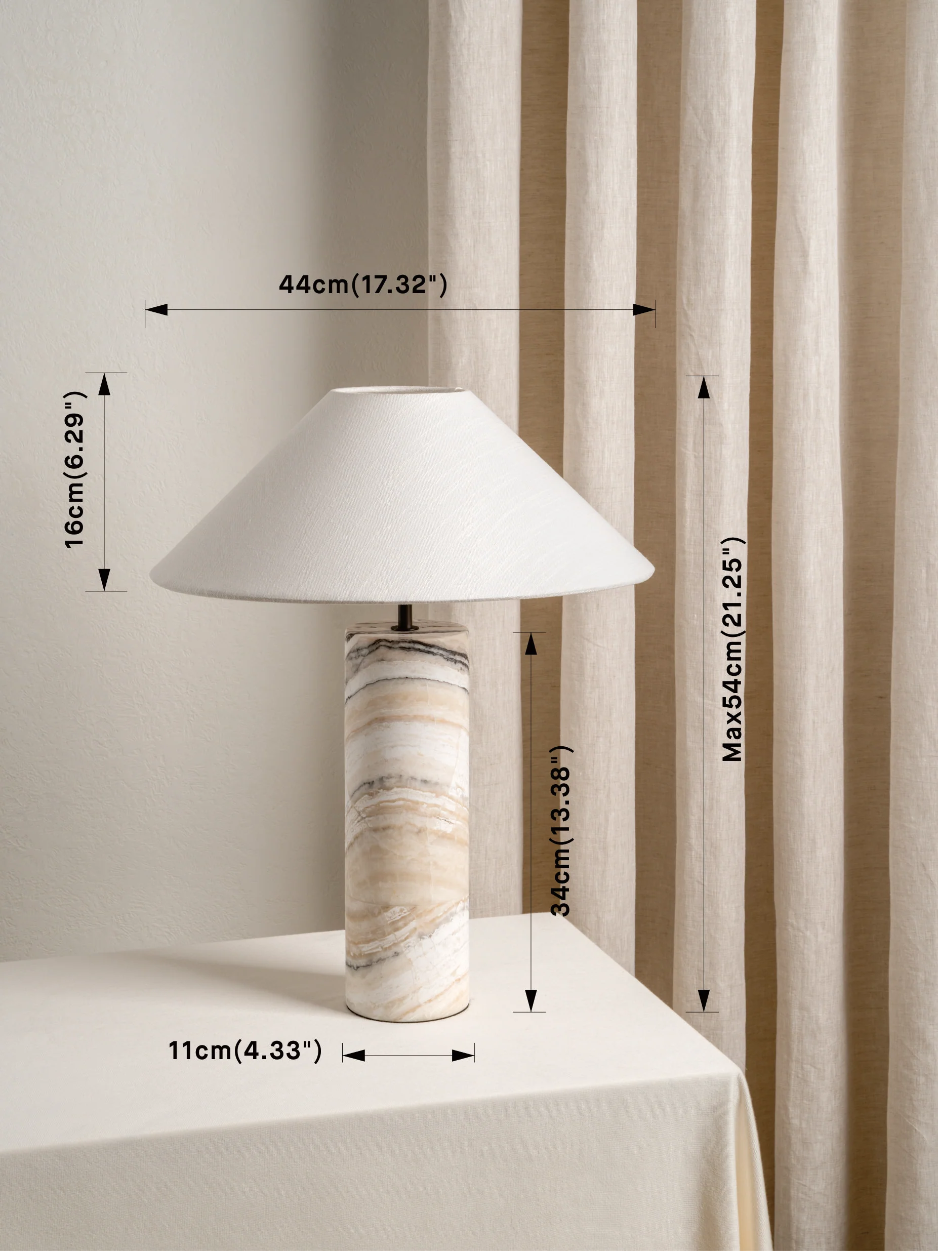 Barola - white Onyx cylinder table lamp - Image 6