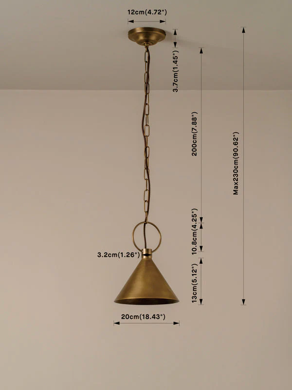 Bladen small aged brass pendant - Image 7