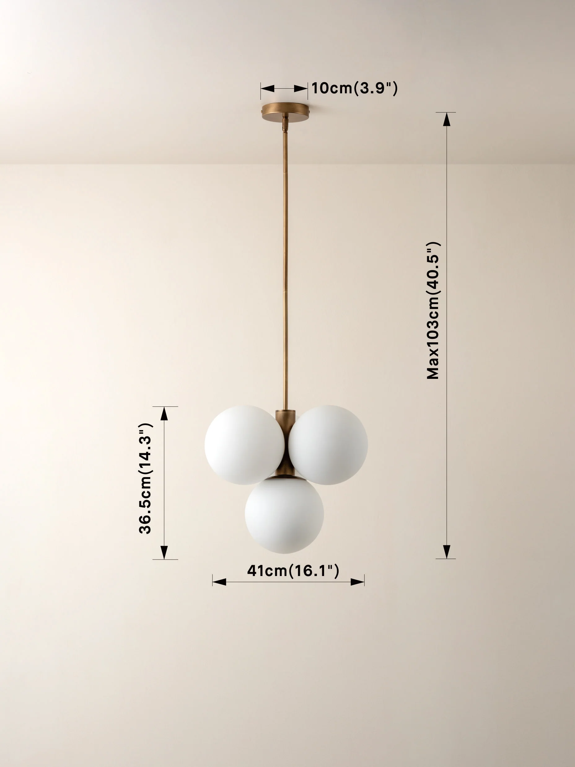 Boule - 4 light brass and opal pendant light - Image 8