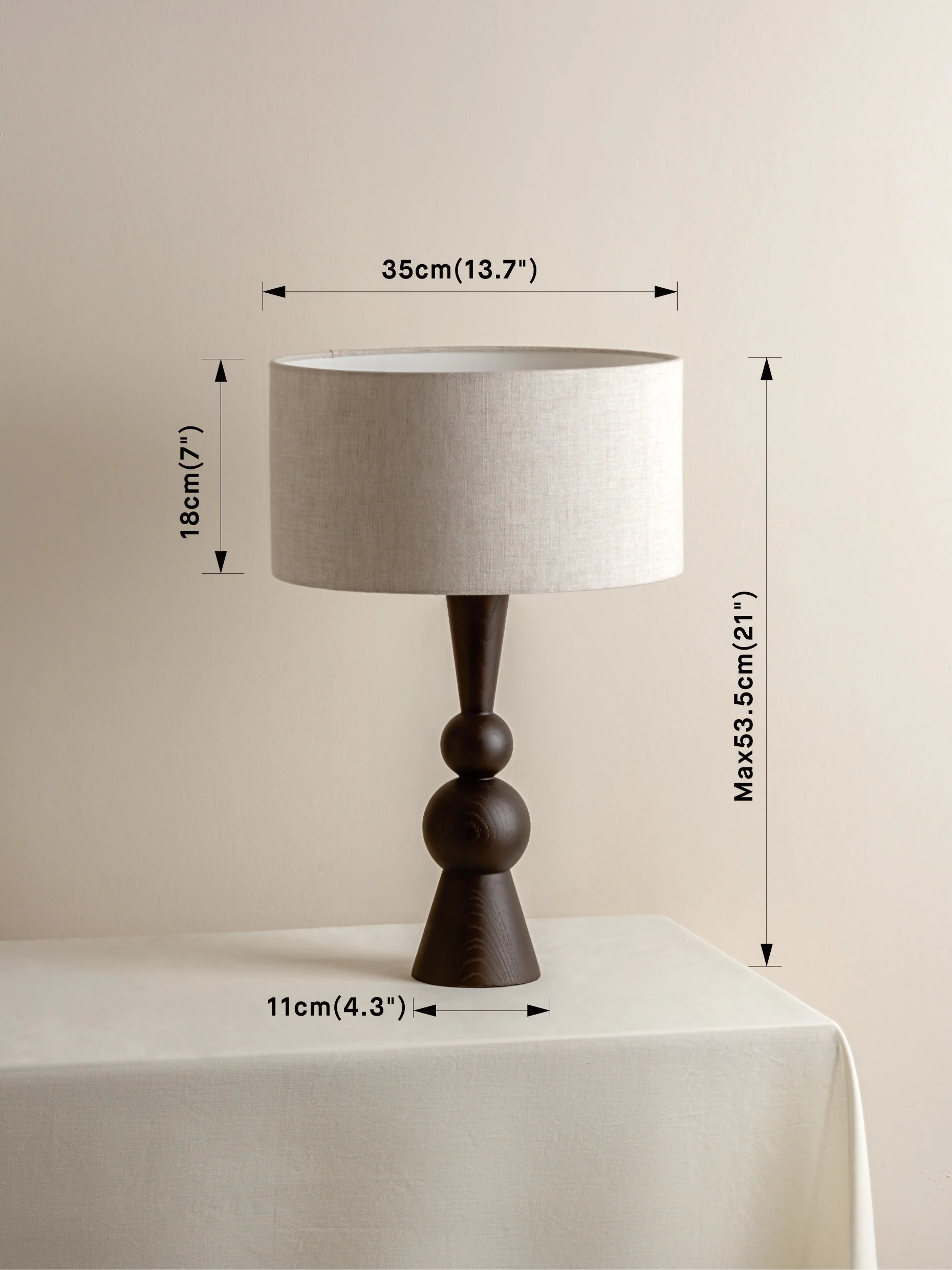 Carmine - dark wood and linen table lamp - Image 6
