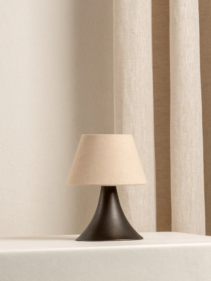 Cenare - bronze and linen rechargeable table lamp - Image 2