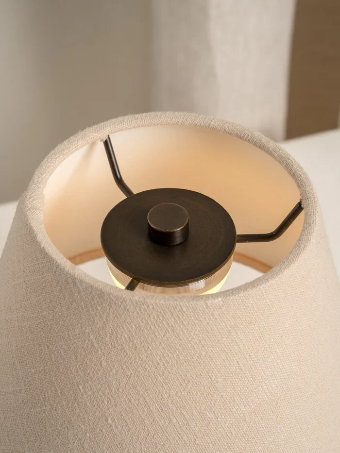 Cenare - bronze and linen rechargeable table lamp - Image 3