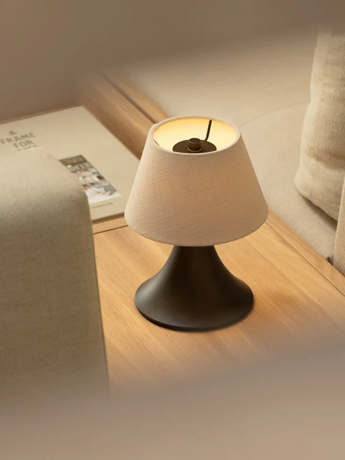 Cenare - bronze and linen rechargeable table lamp - Image 5