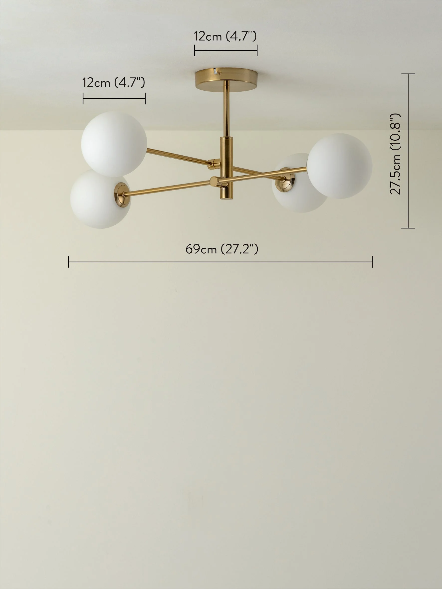 Chelvara - 4 light brass and opal flush - Image 5