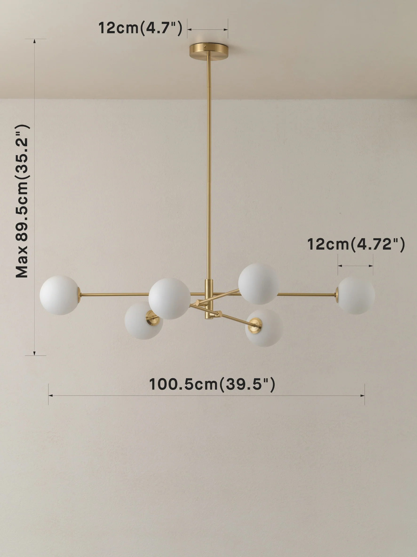 Chelvara - 6 light brass and opal pendant - Image 8