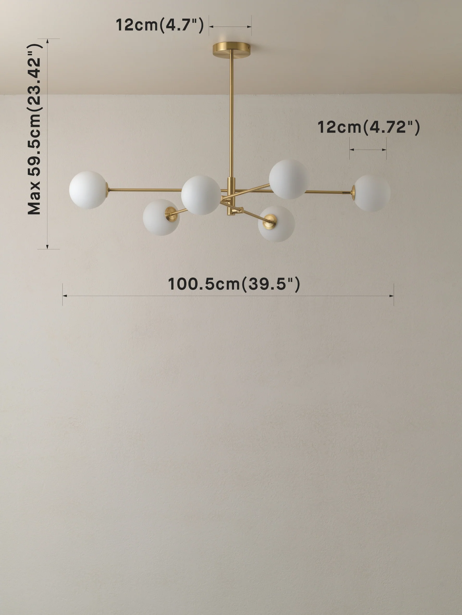 Chelvara - 6 light brass and opal pendant - Image 9