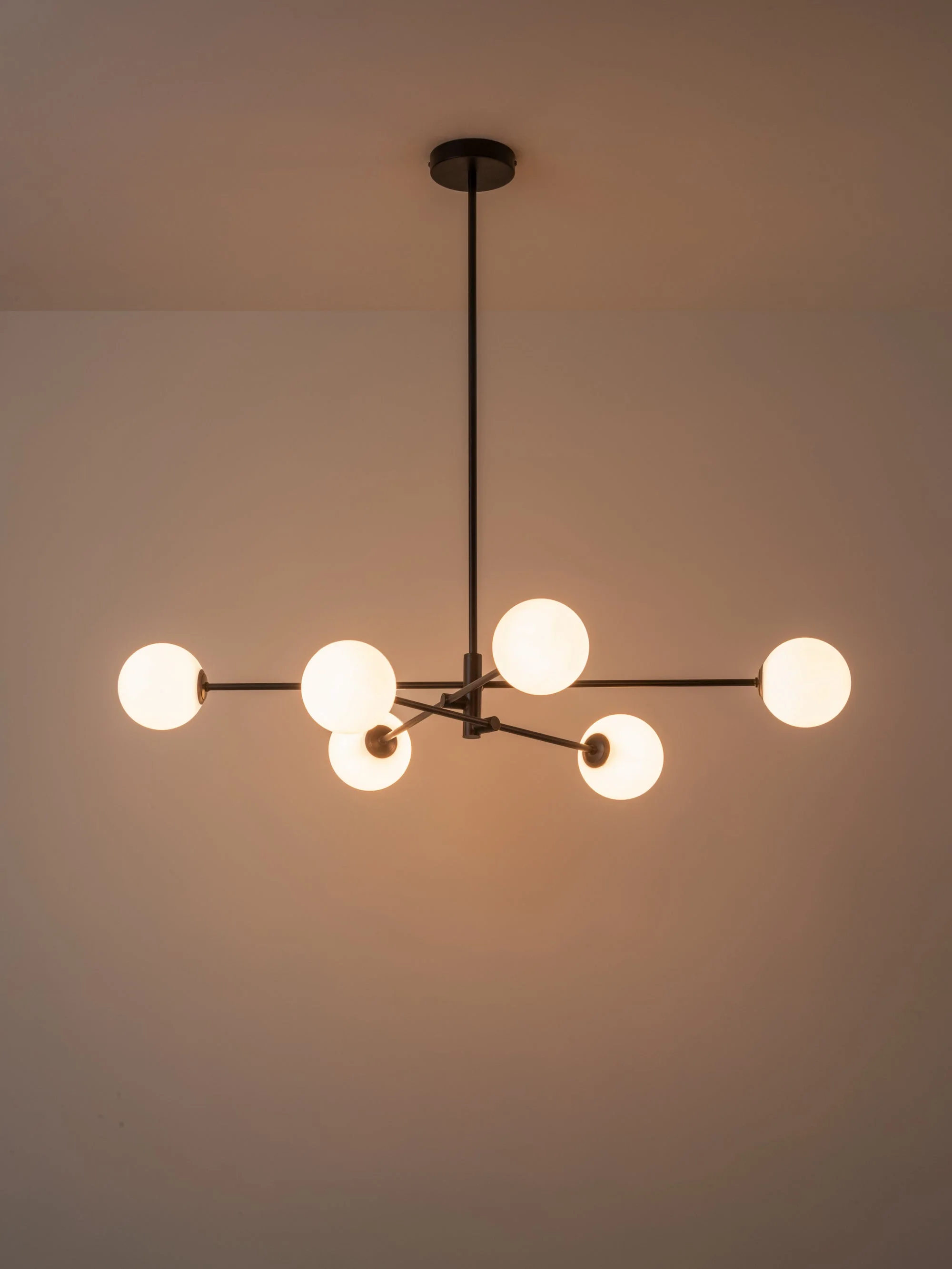Chelvara - 6 light matt black and opal pendant - Image 3
