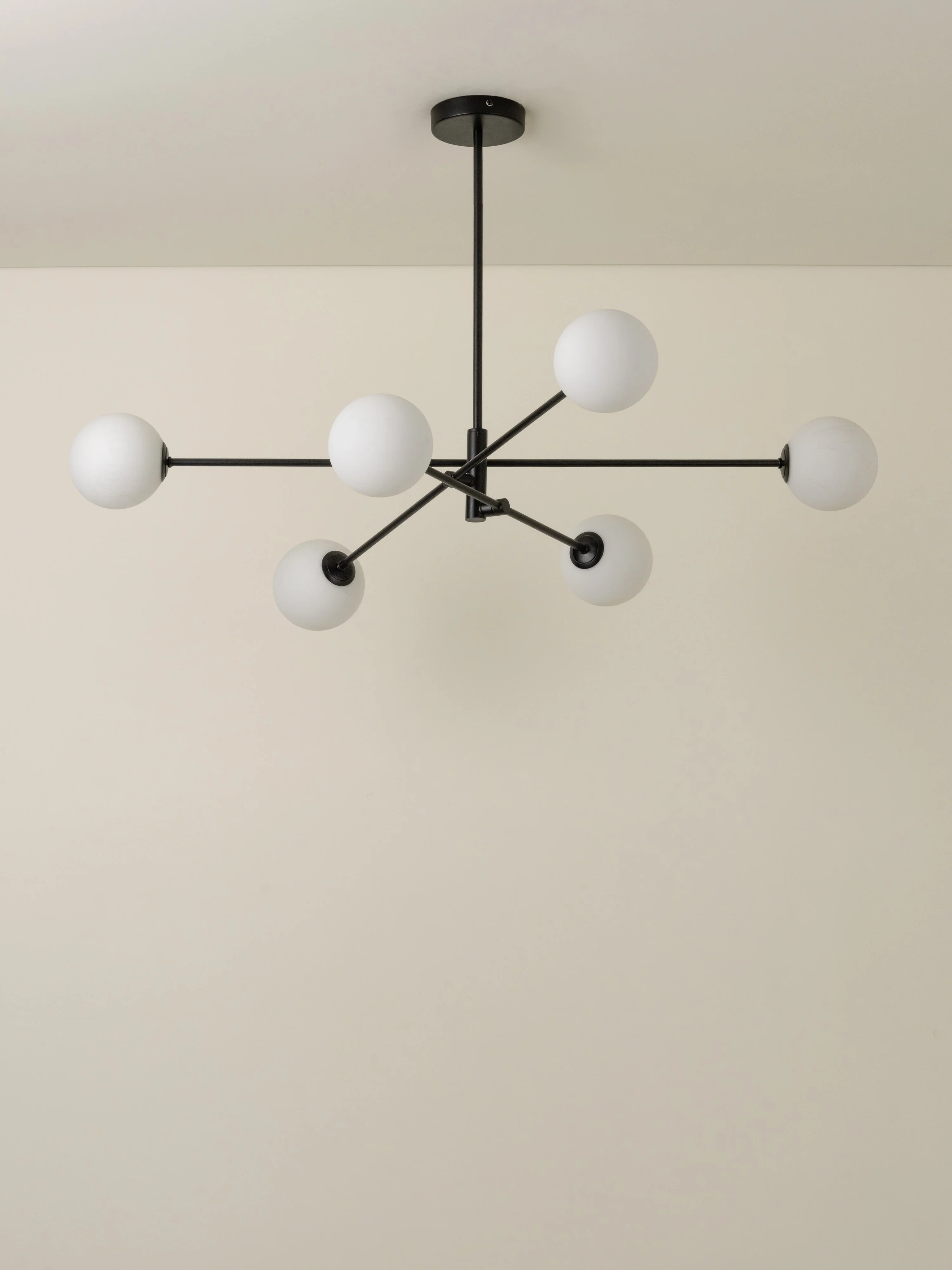 Chelvara - 6 light matt black and opal pendant - Image 5