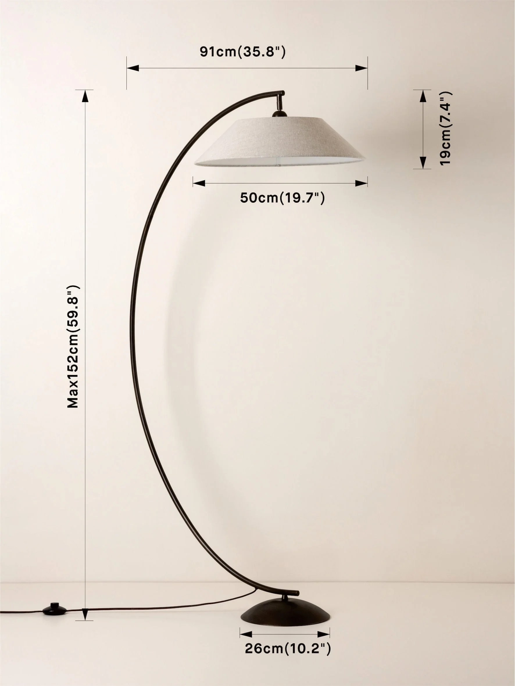 Circo - arc bronze and linen floor lamp - Image 8