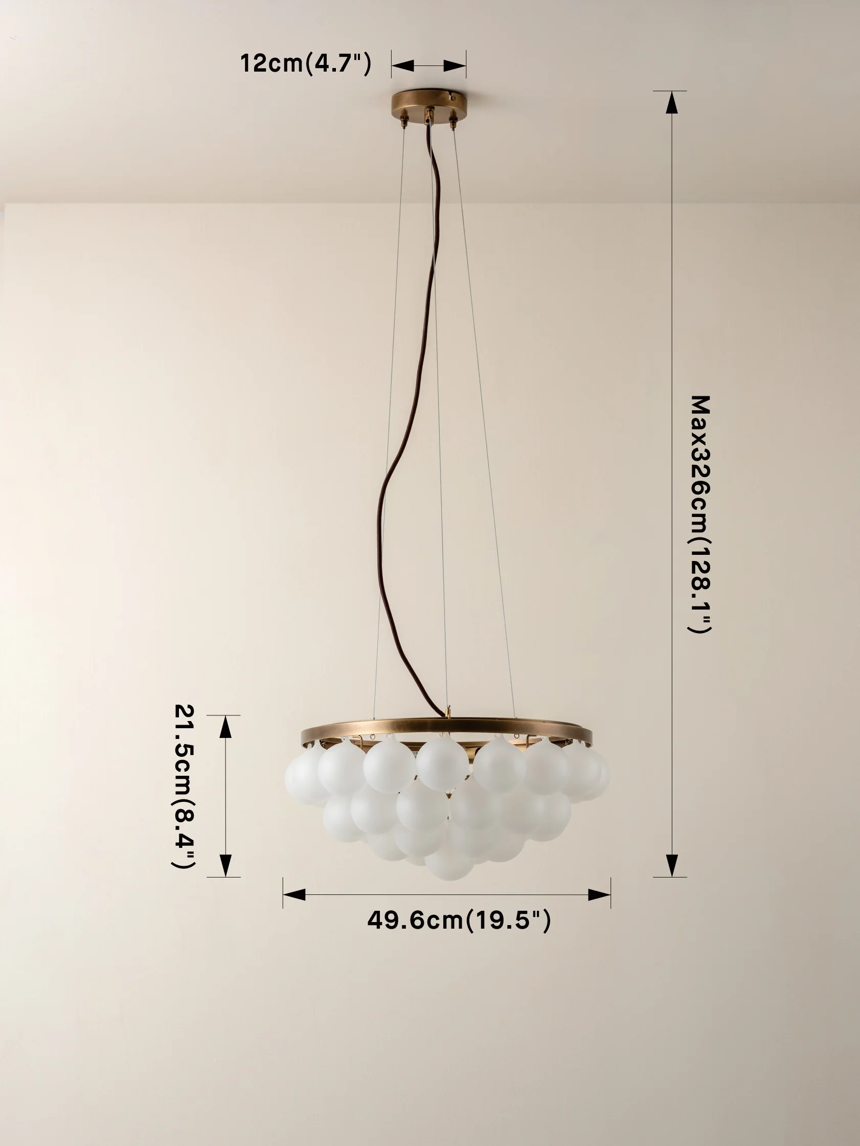 Cloudia - 3 Light small white frosted brass chandelier - Image 6