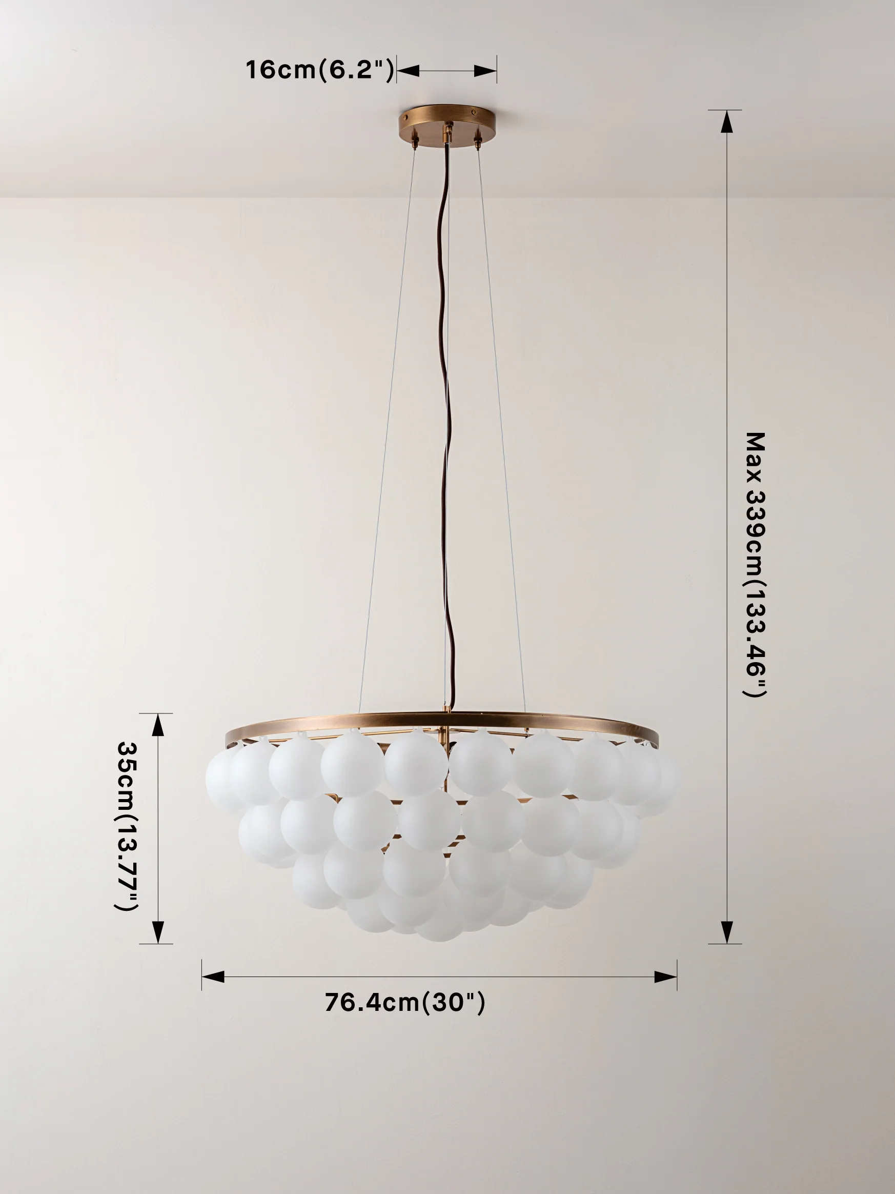 Cloudia - 5 Light large white frosted brass chandelier - Image 5