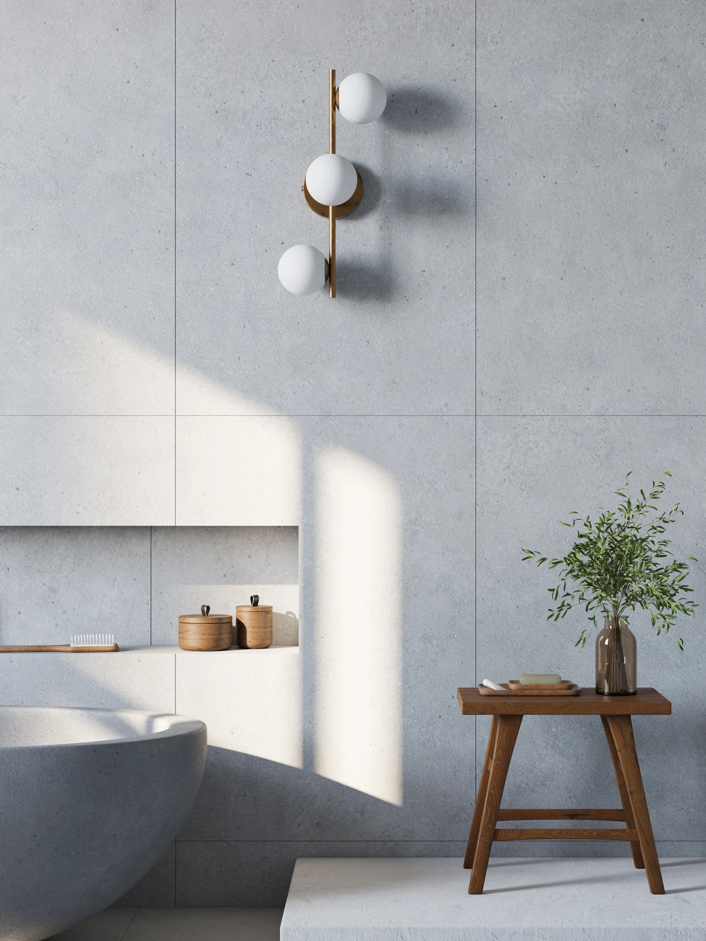 Coro - 3 light aged brass and opal ceiling / wall - Image 2