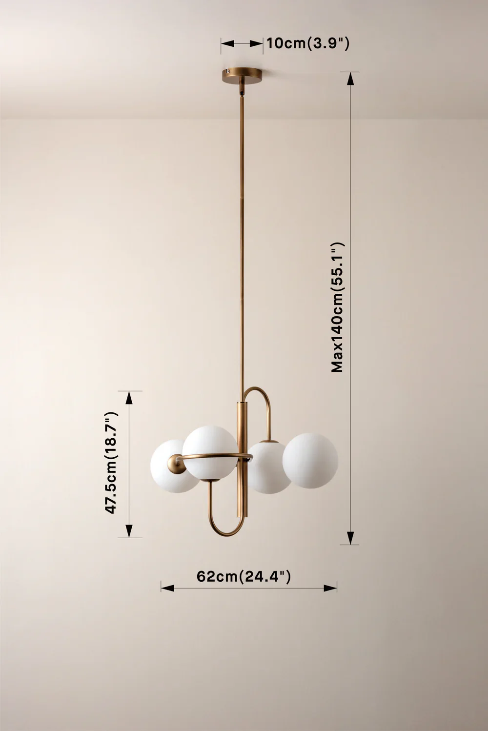 Decora - 4 light aged brass and opal pendant - Image 5