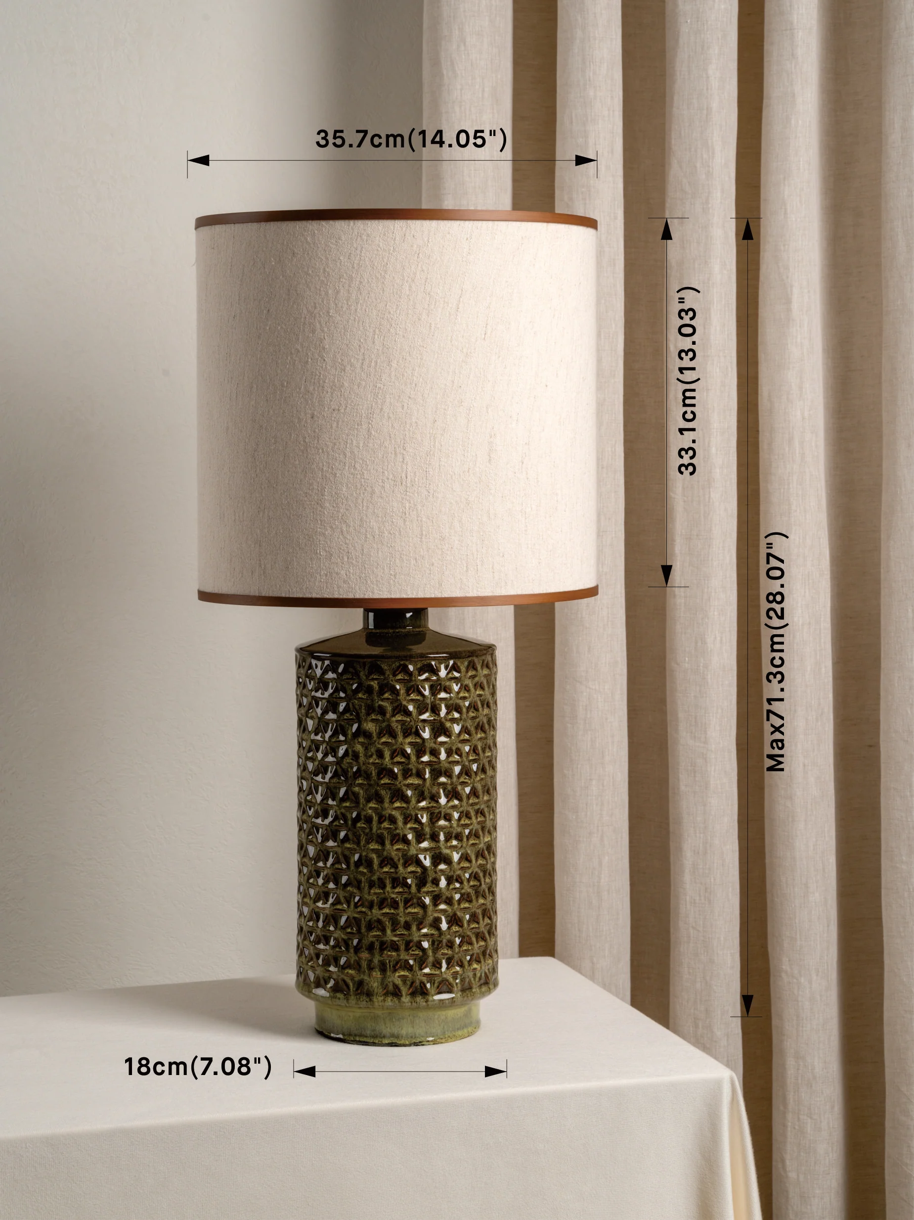 Filaree - tall green glazed ceramic table lamp - Image 5