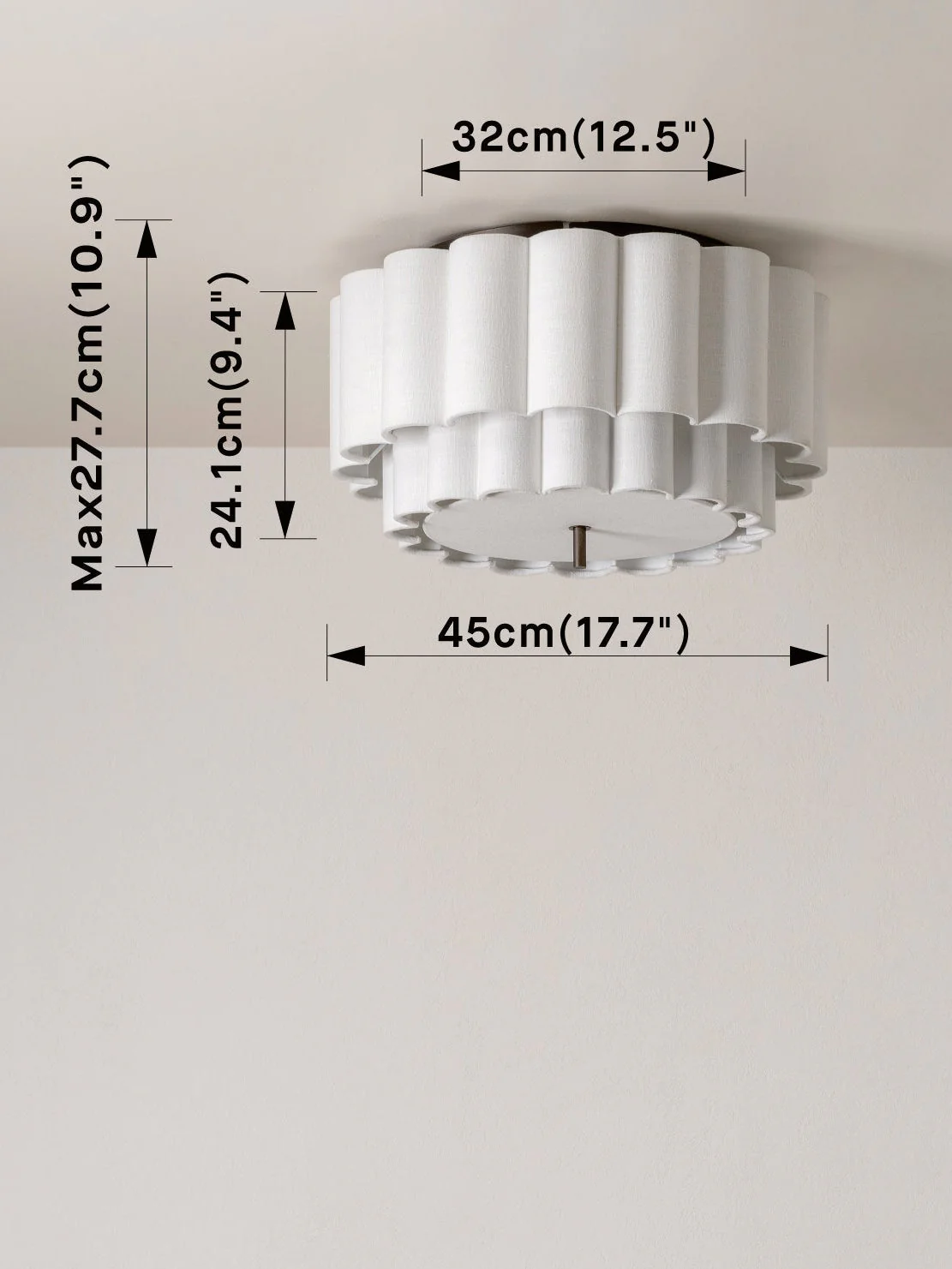 Folia - scalloped natural linen flush pendant - Image 7