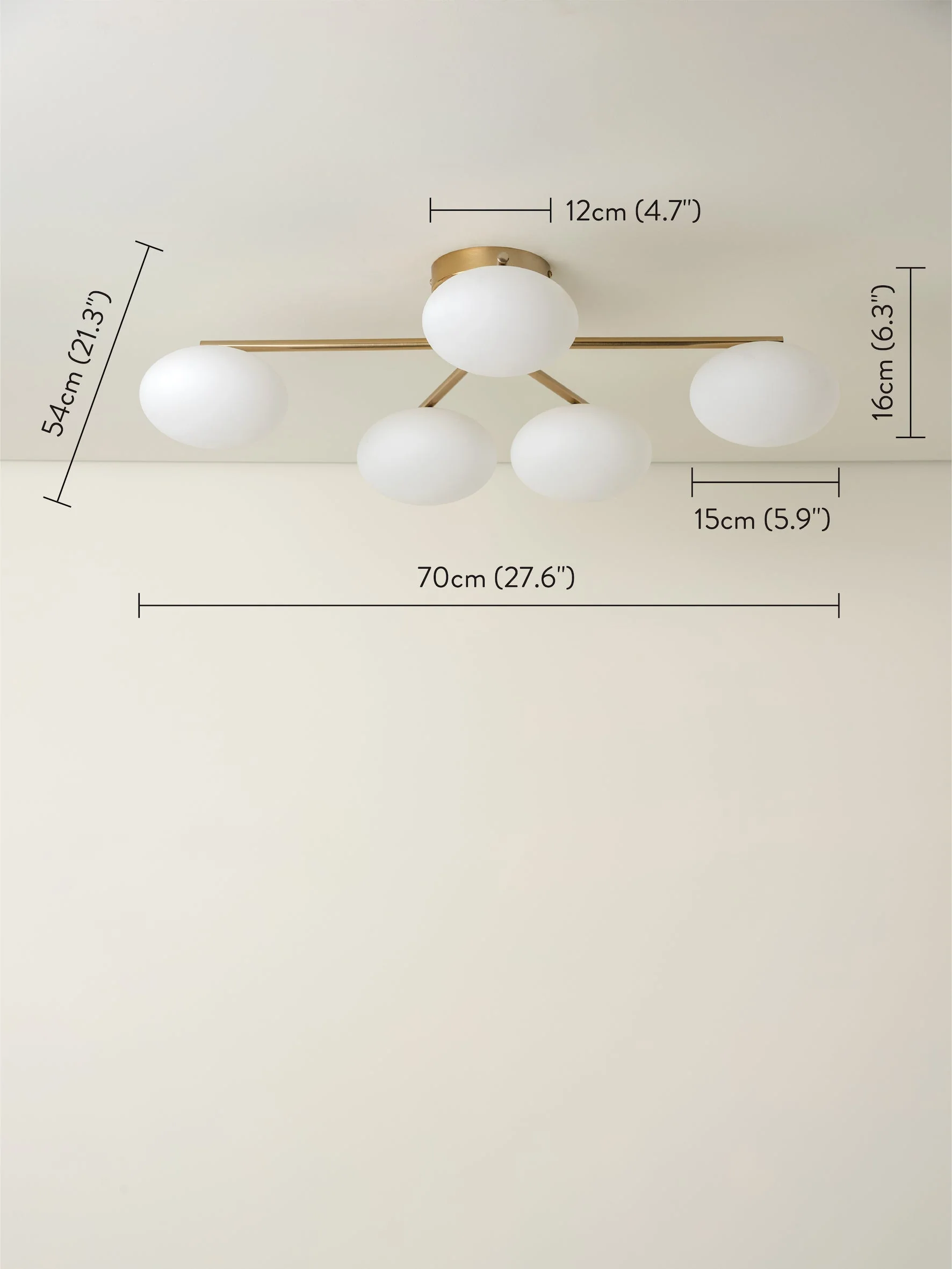 Imperial - 5 light brass and opal flush - Image 7