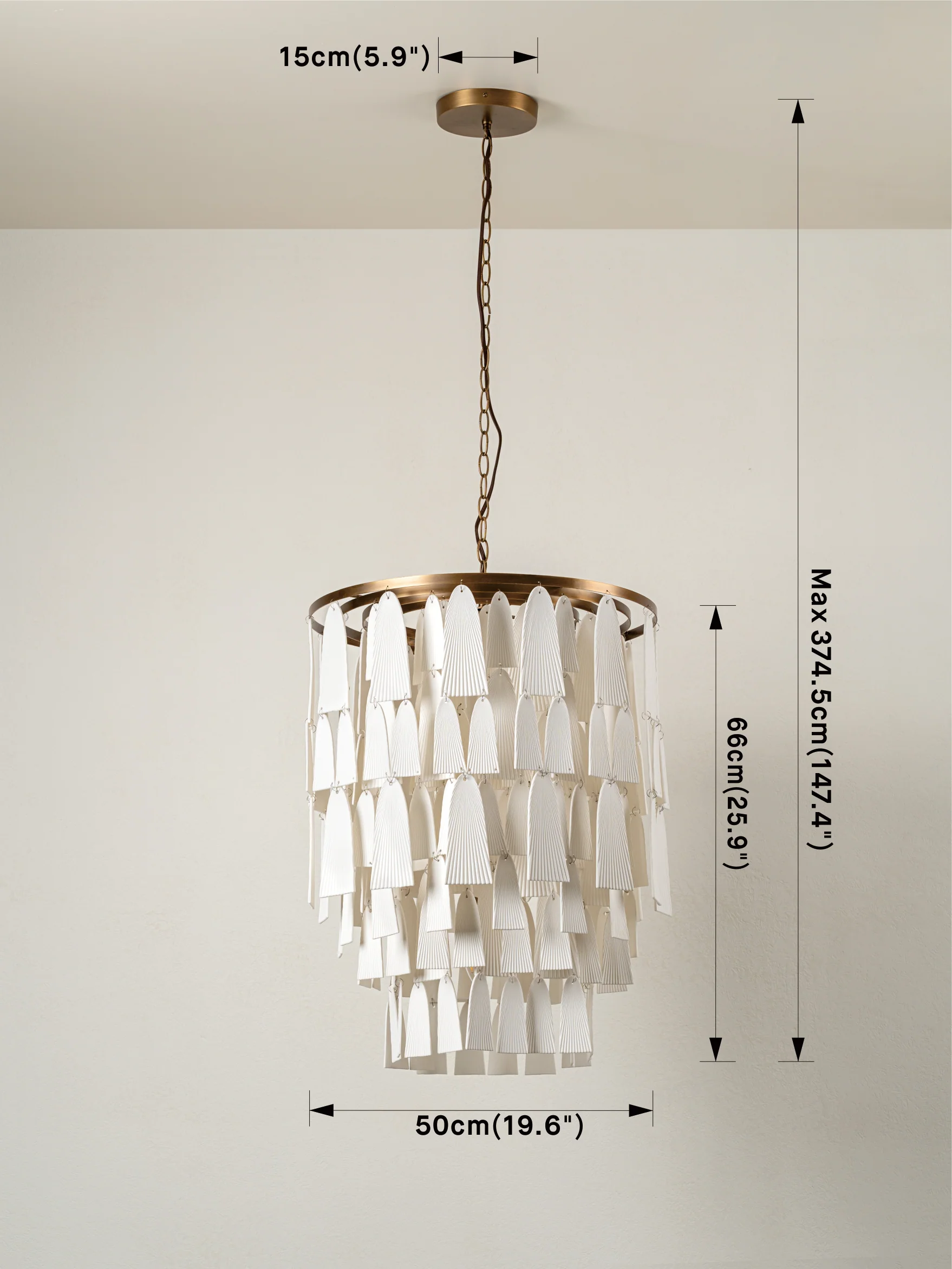 Kaolin - 4 light tiered bronze and porcelain chandelier - Image 5