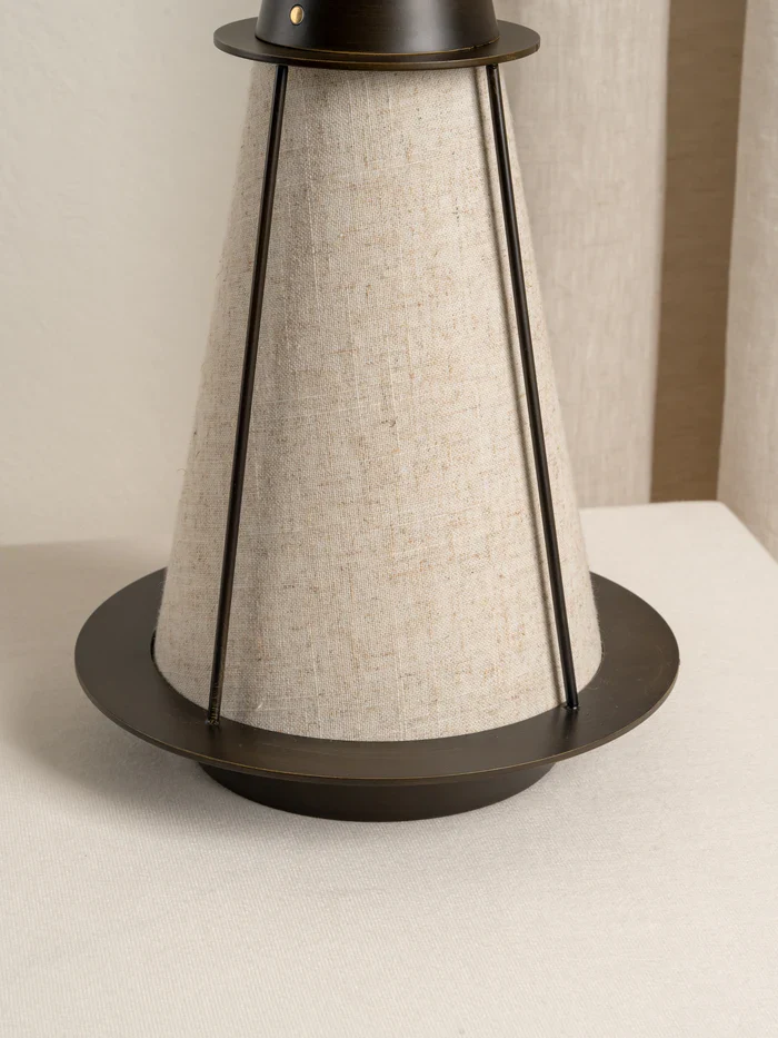 Lanterna - bronze and linen rechargeable table lamp - Image 4