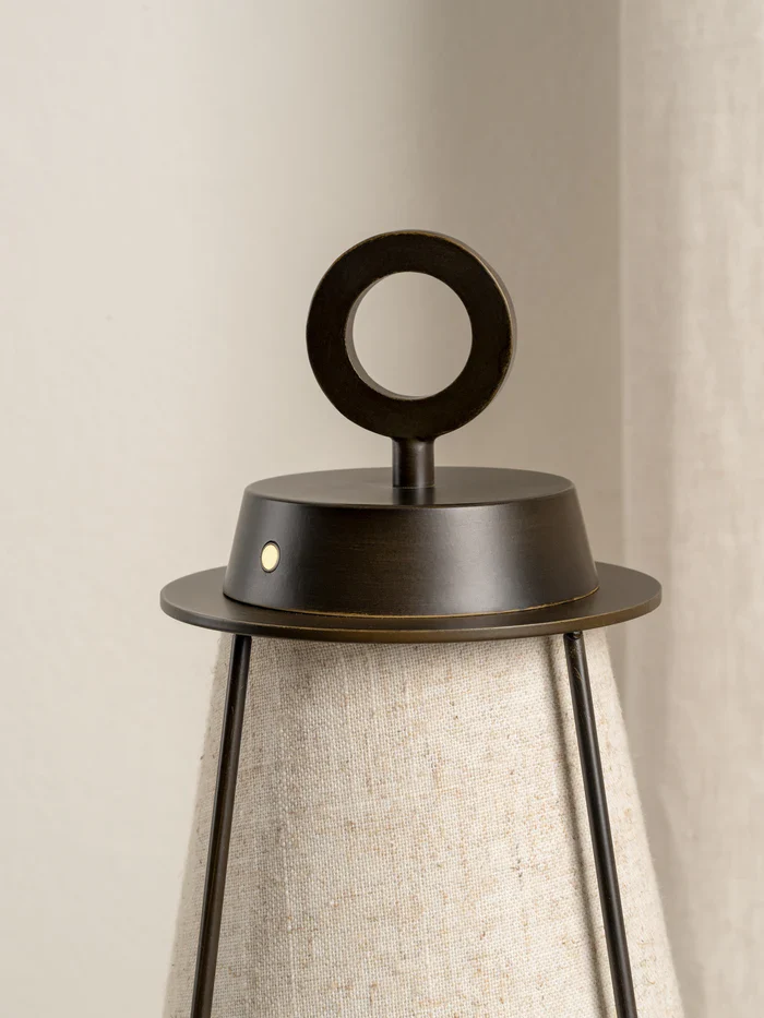 Lanterna - bronze and linen rechargeable table lamp - Image 5