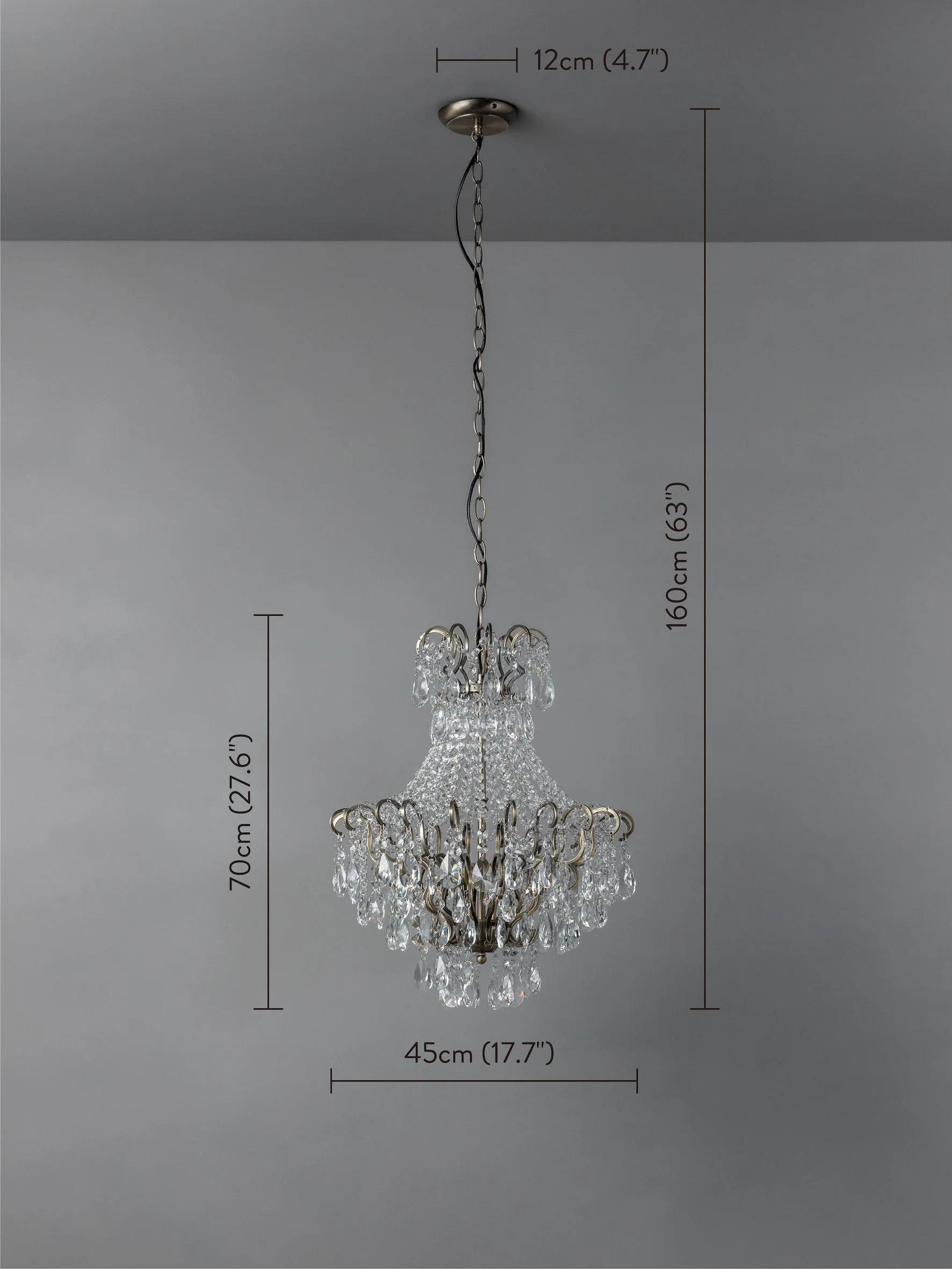 Lina - 4 light antique brass crystal glass chandelier - Image 7
