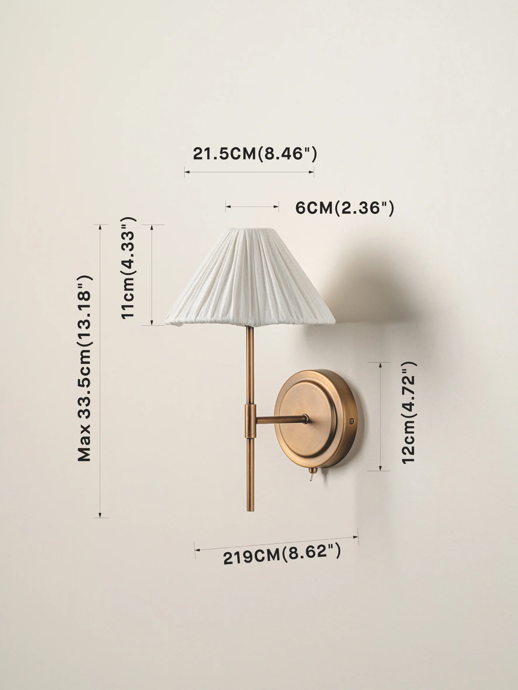 Lindi - aged brass and linen scalloped wall light - Image 7