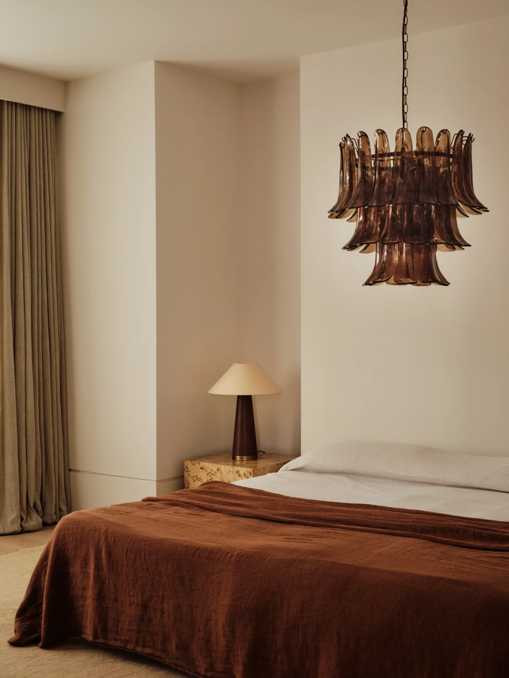 Lonso - 4 light aged brass and smoked brown glass chandelier - Image 2