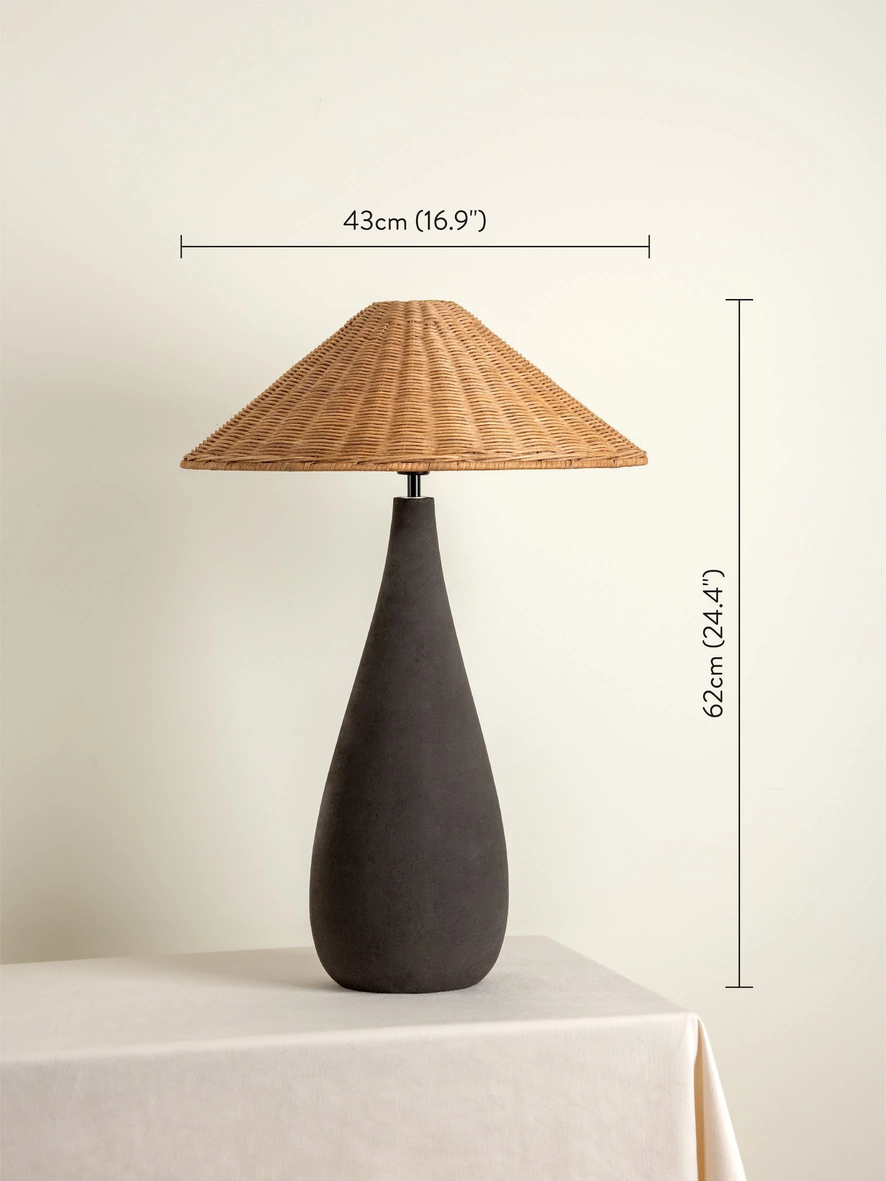 Miata - charcoal concrete and rattan table lamp - Image 6