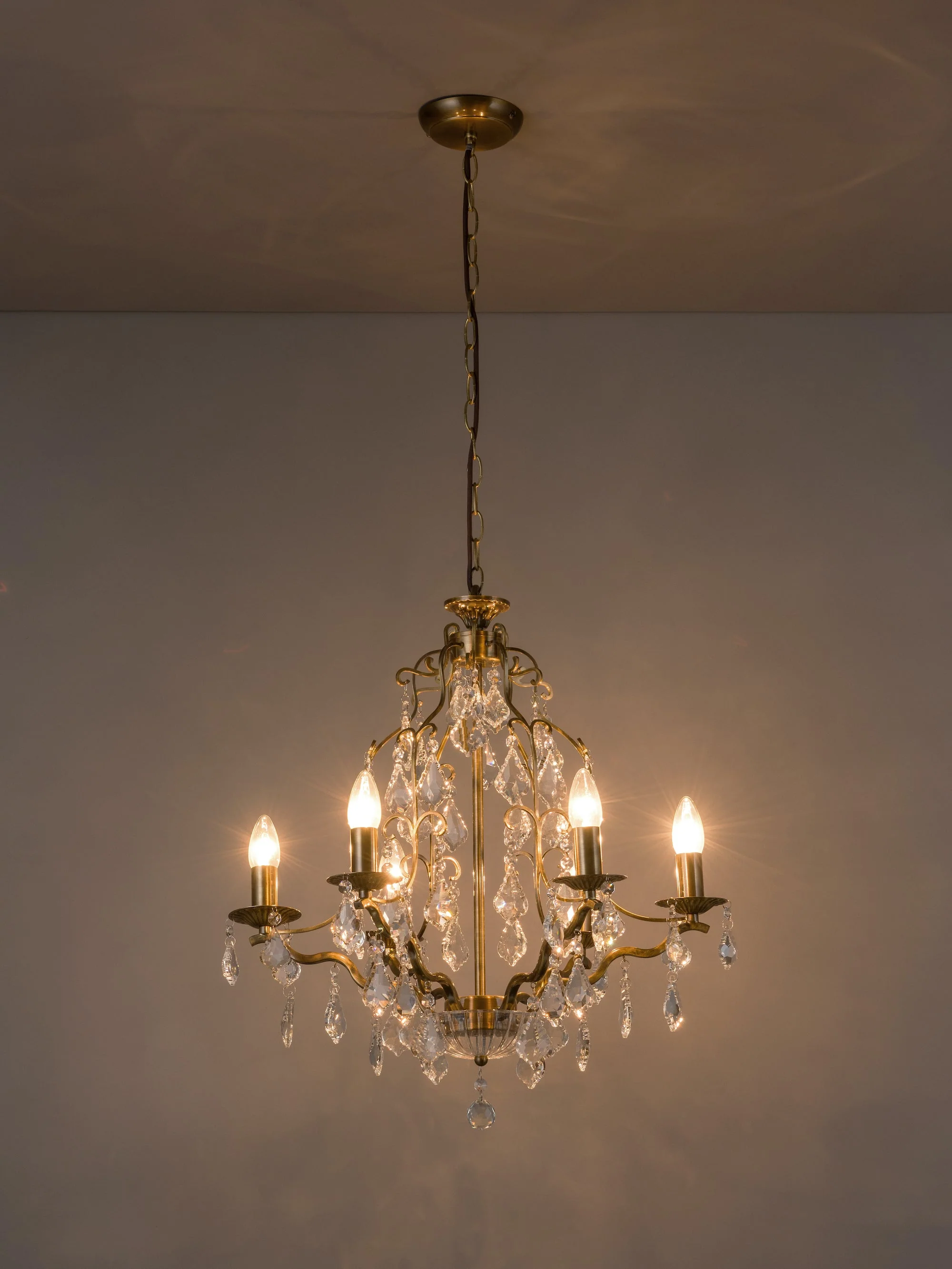 Modena - 6 light aged brass crystal glass chandelier - Image 3
