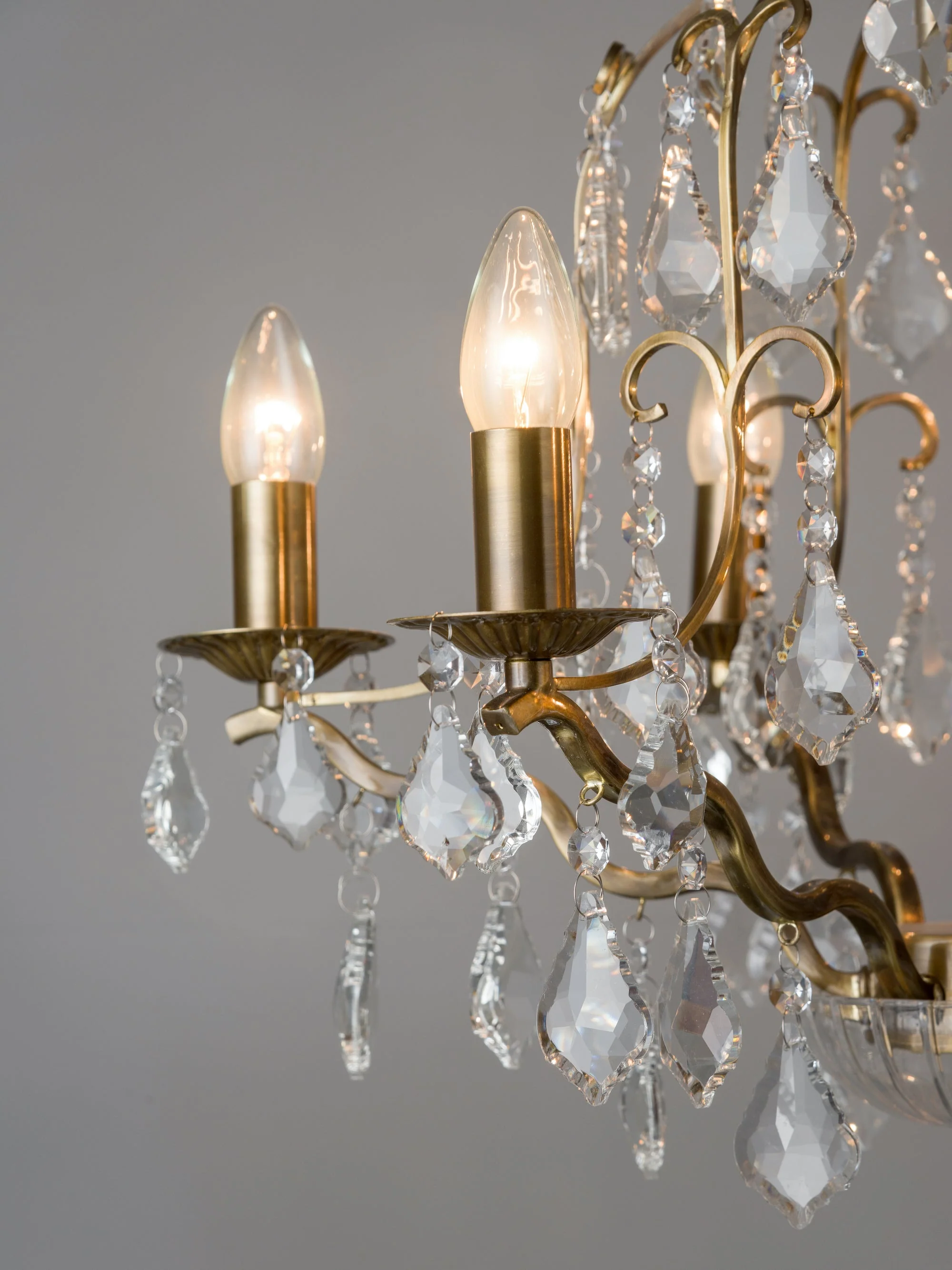 Modena - 6 light aged brass crystal glass chandelier - Image 4