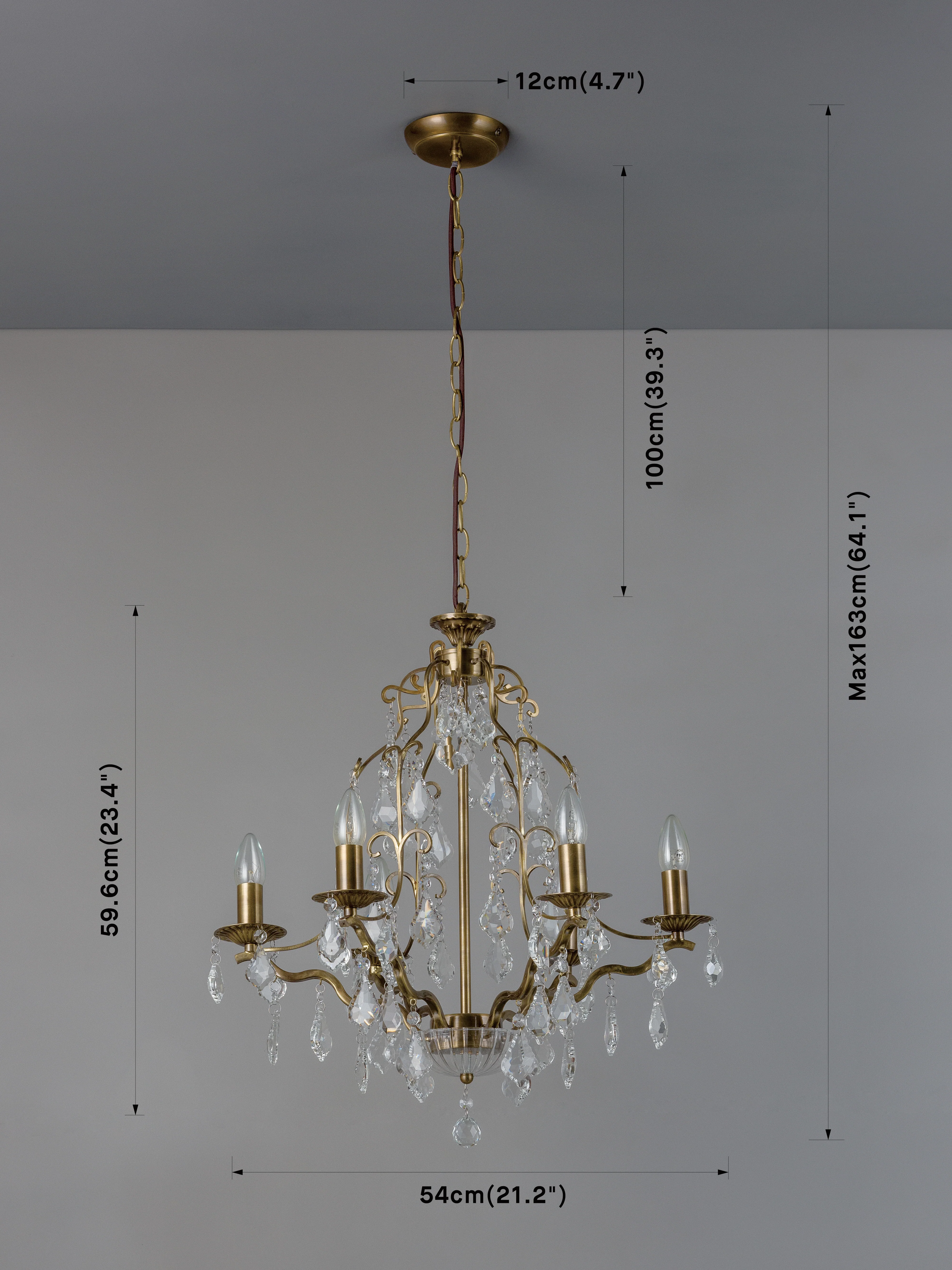 Modena - 6 light aged brass crystal glass chandelier - Image 6