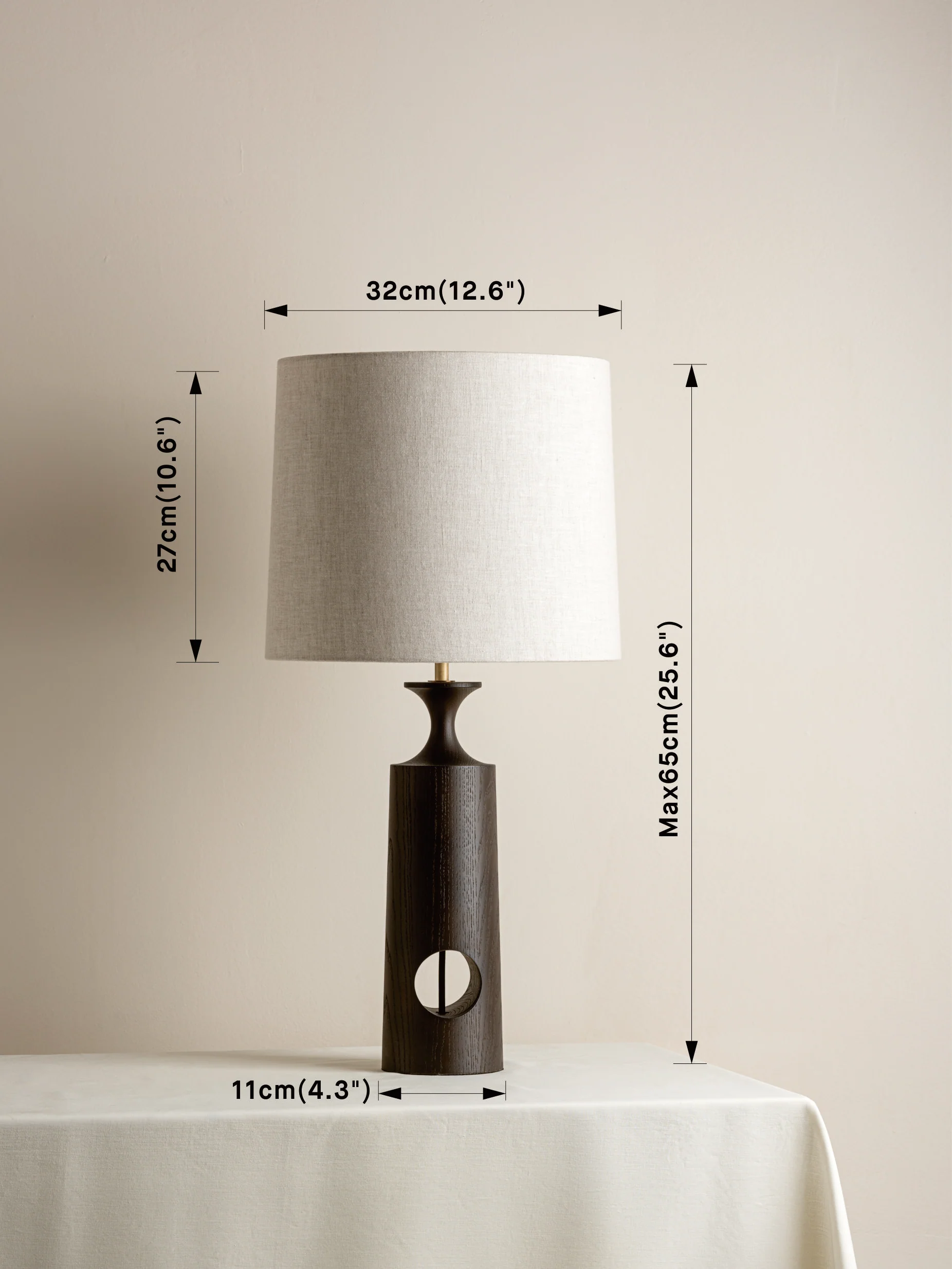 Morton - dark wood and linen table lamp - Image 7