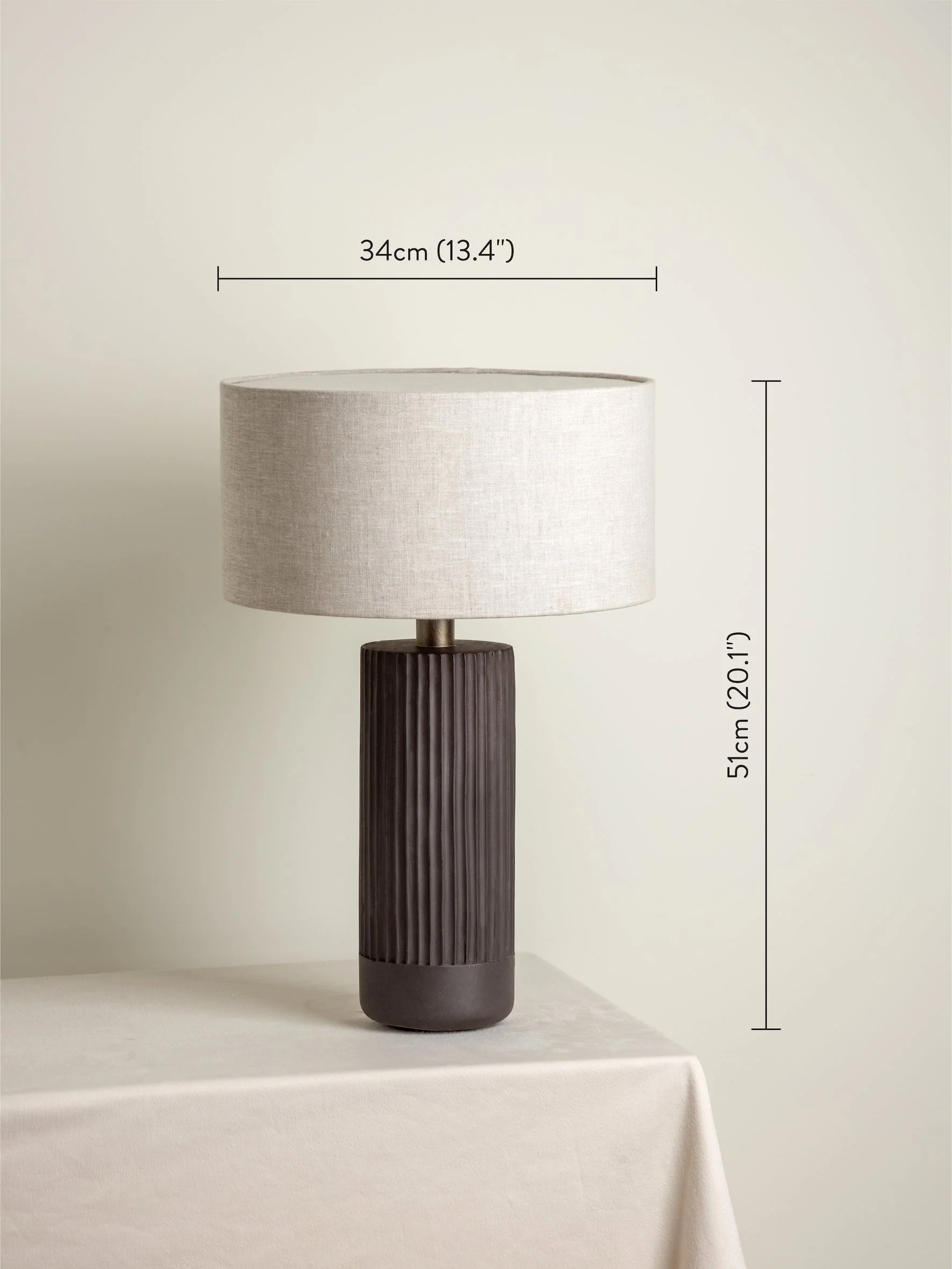 Nitara - chocolate ribbed concrete table lamp - Image 7
