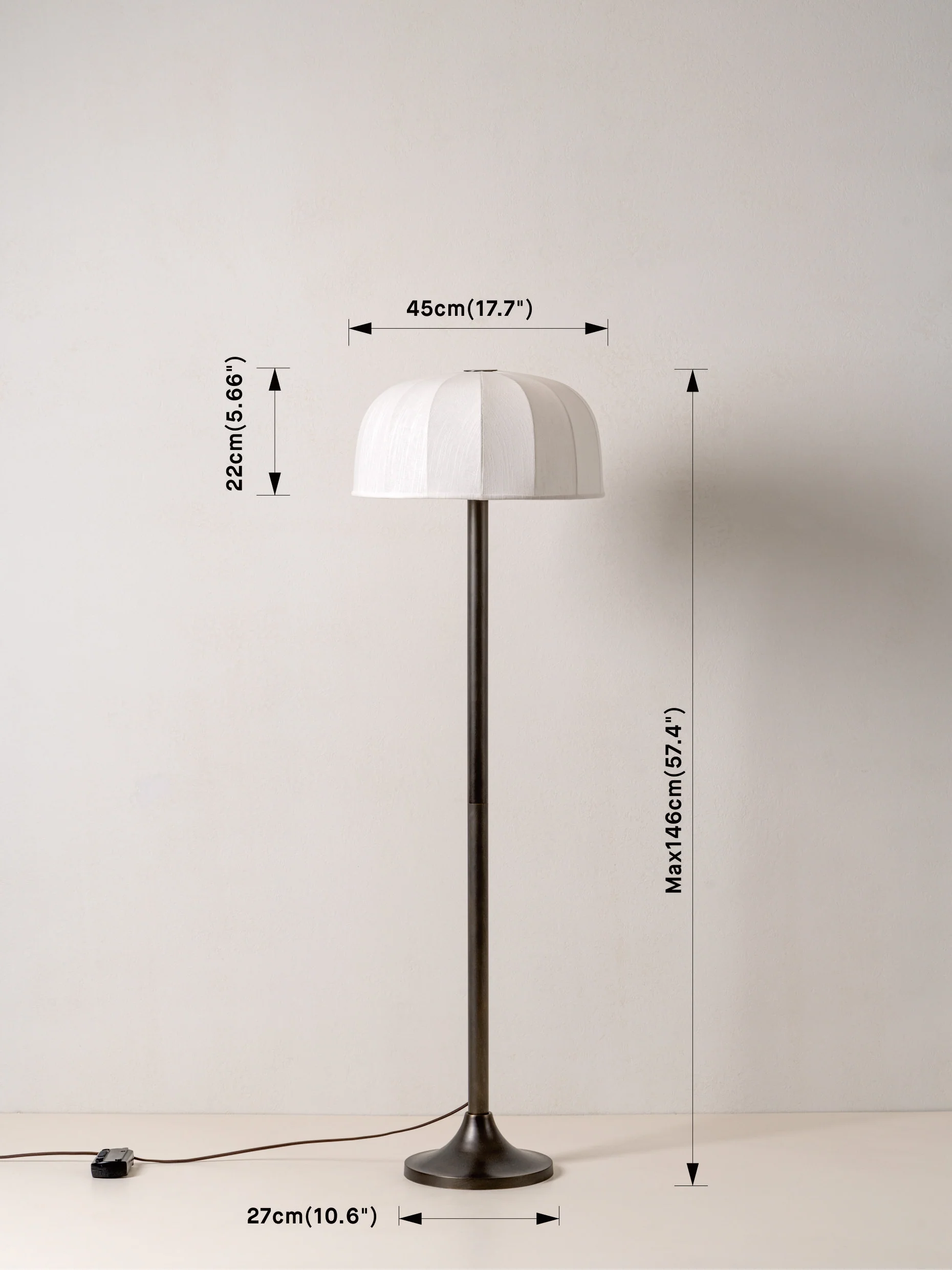 Ottino - bronze and linen floor lamp - Image 7