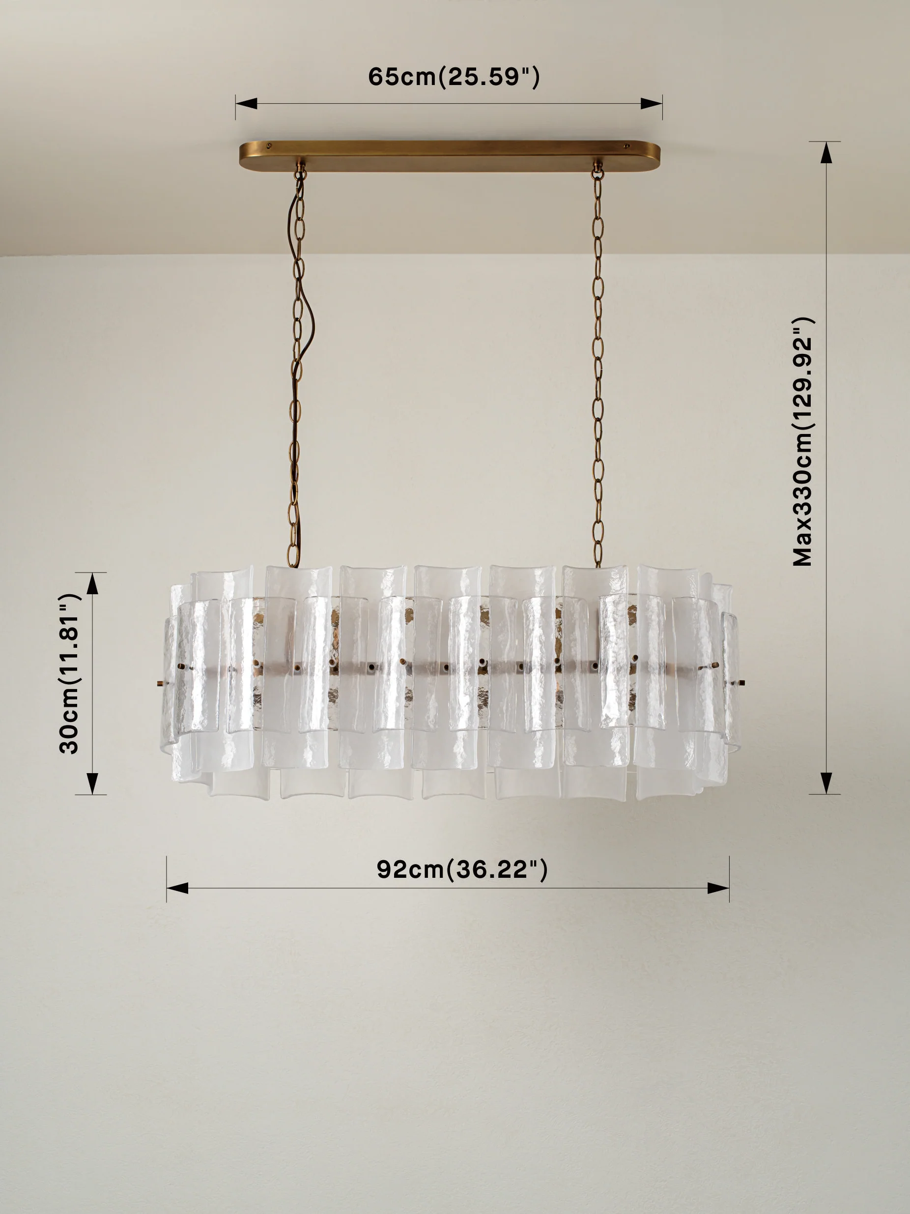 Pazo - 9 light layered textured glass oval chandelier - Image 5