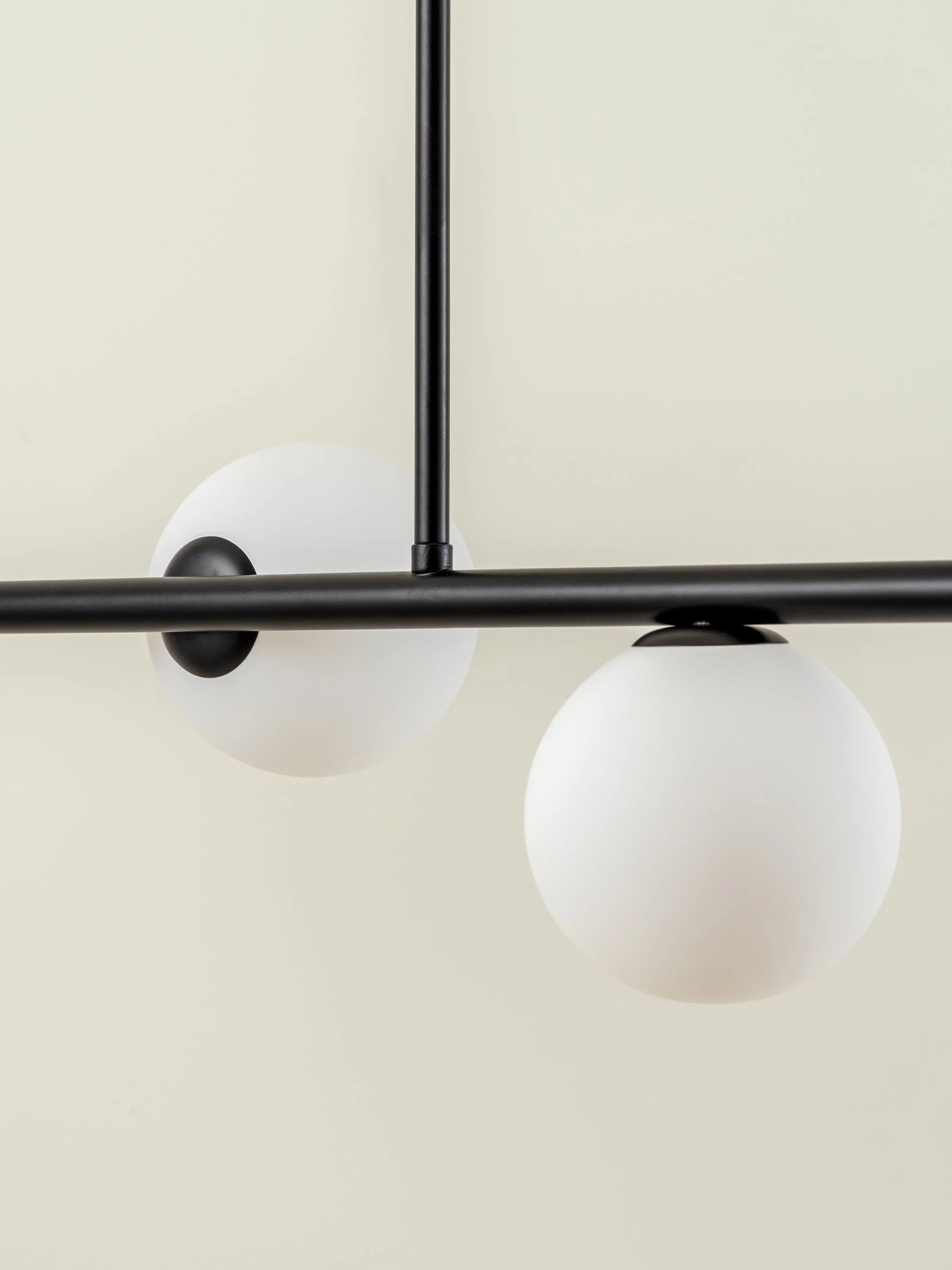Perch - 4 light matt black and opal pendant bar - Image 4