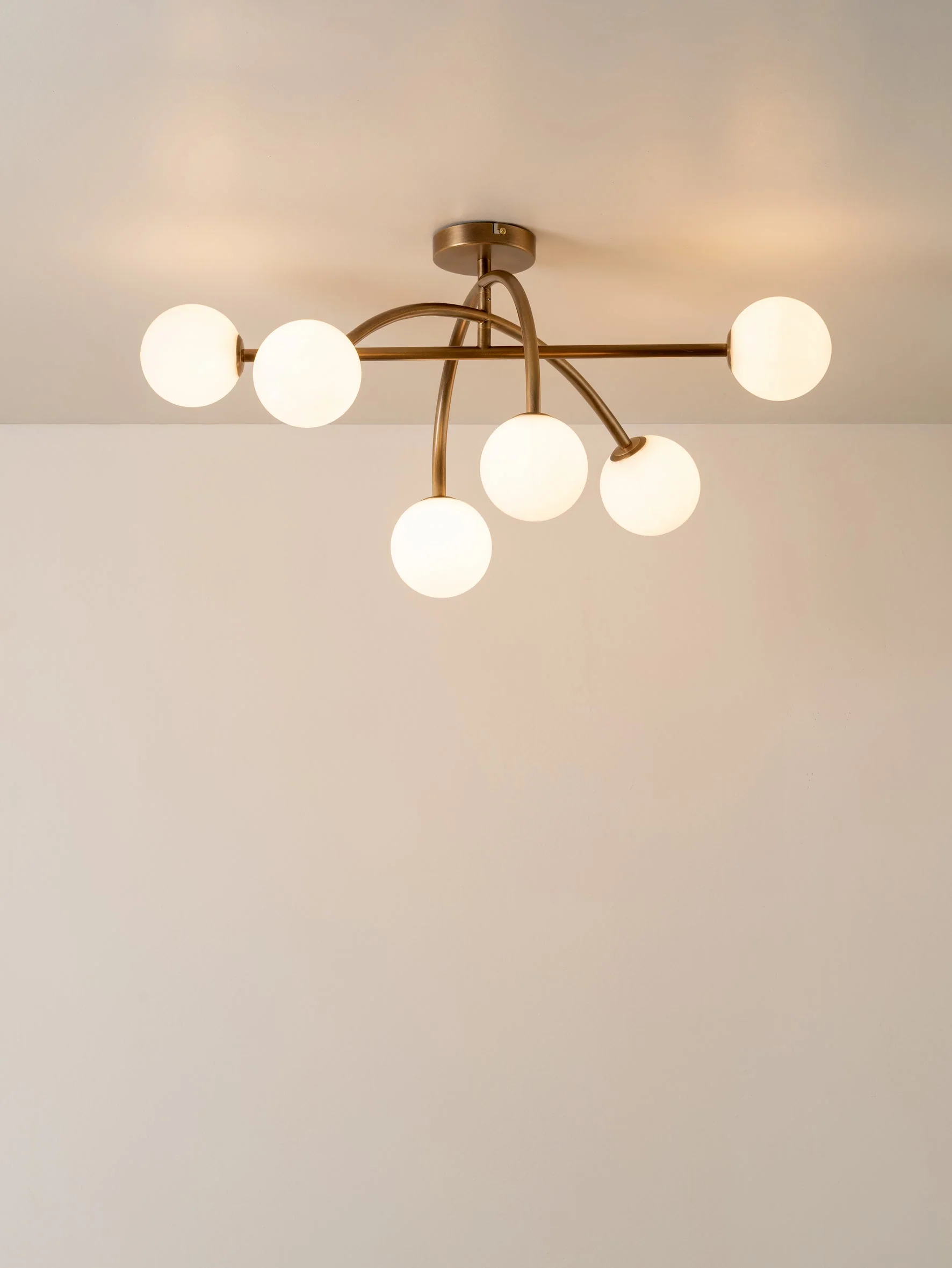 Perry - 6 light aged brass and opal flush pendant - Image 2