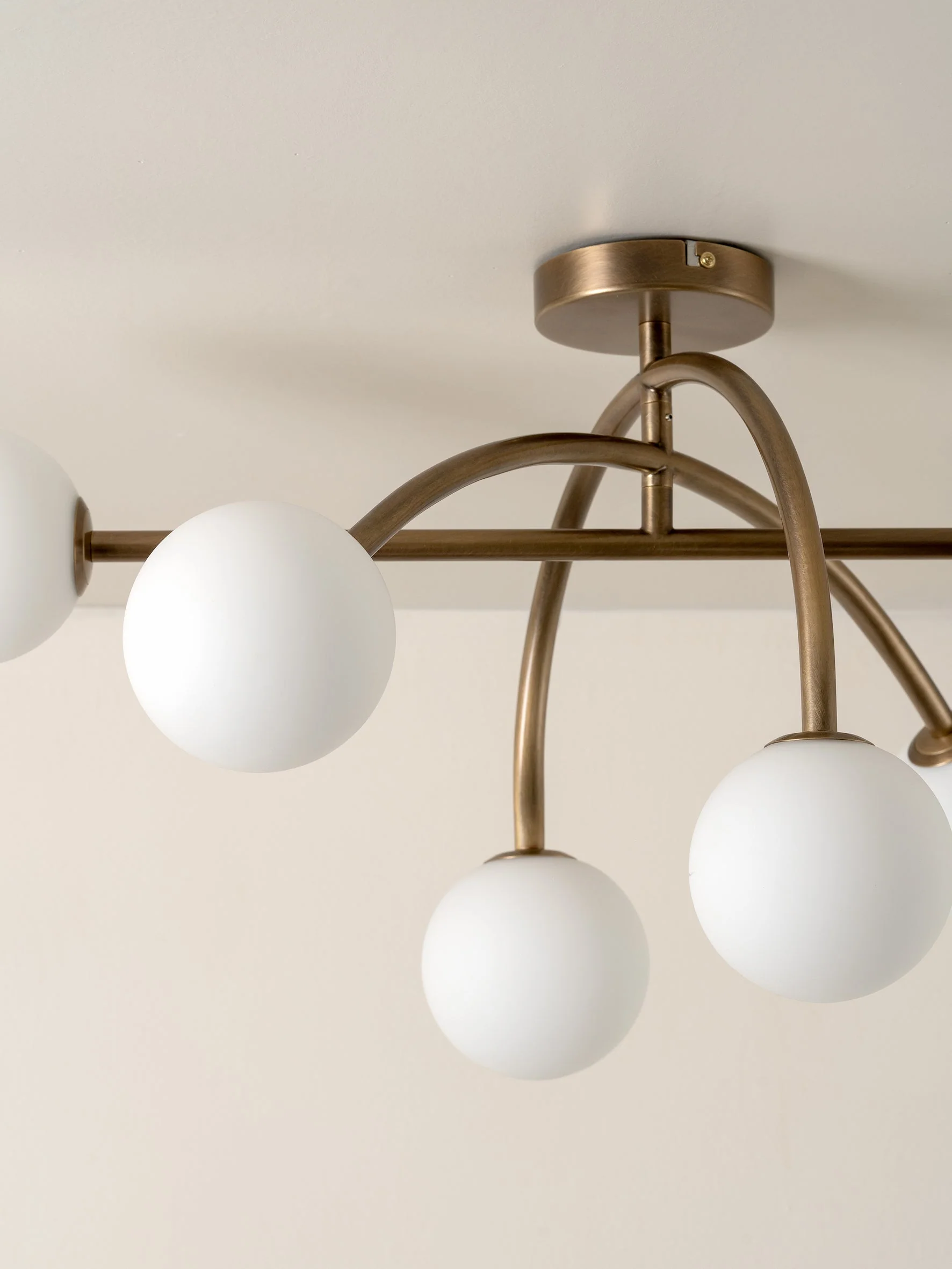 Perry - 6 light aged brass and opal flush pendant - Image 3