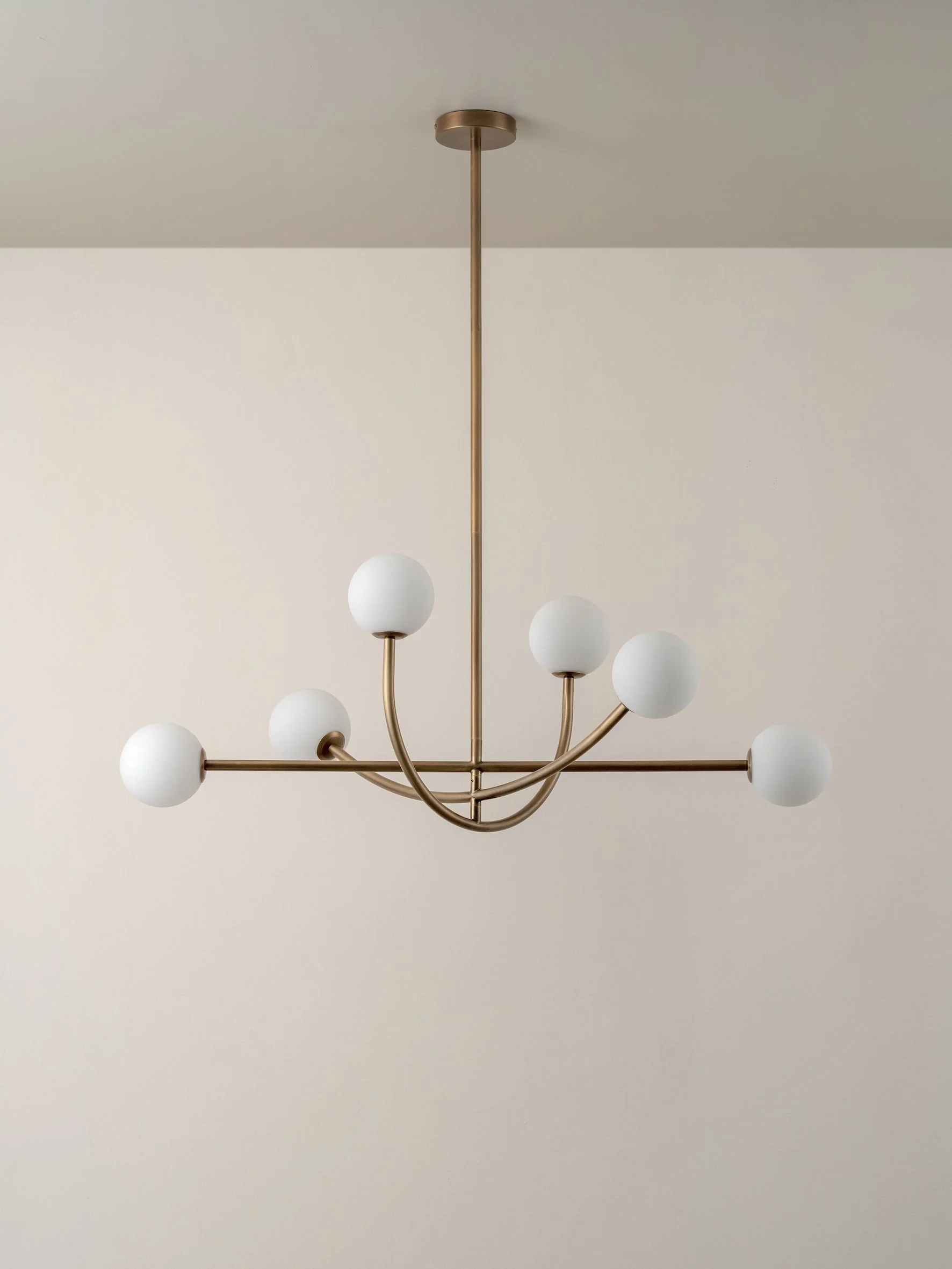 Perry - 6 light aged brass and opal pendant