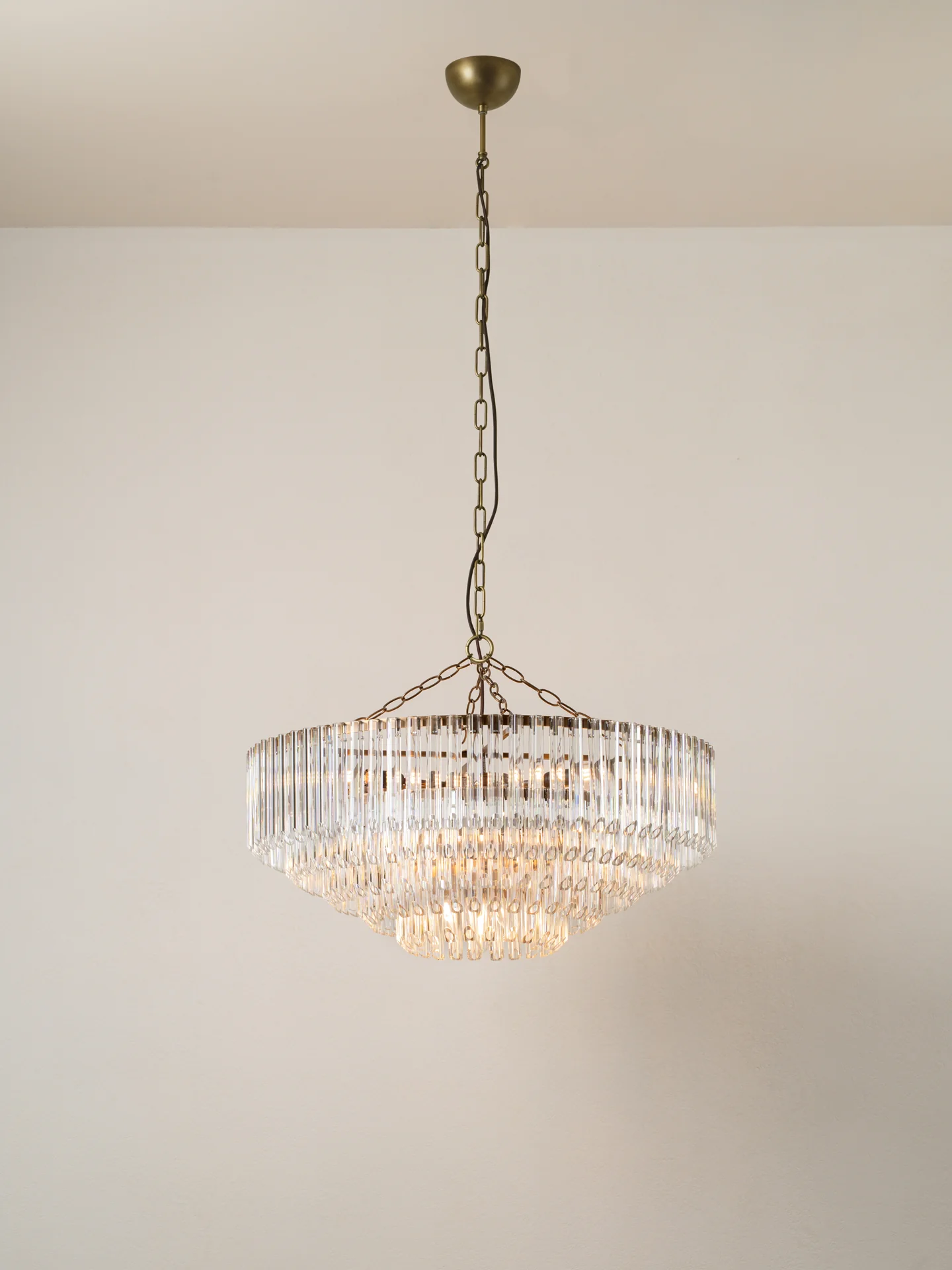 Petalia - 9 light aged brass and clear glass tube wide chandelier - Image 3